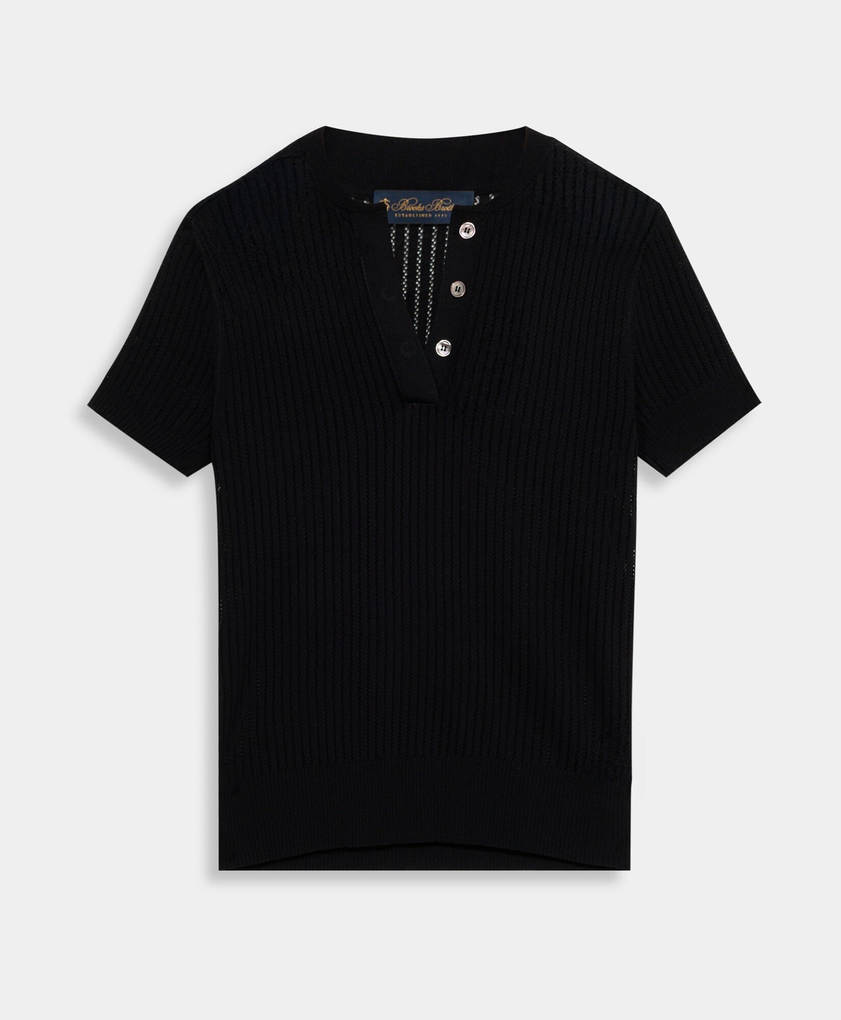 Pointelle Viscose Henley Knit Polo