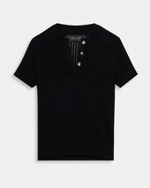 Brooks Brothers Pointelle Viscose Henley Knit Polo Black
