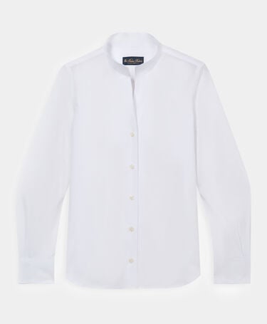 Brooks Brothers Popeline-Hemd mit Stehkragen Weiß