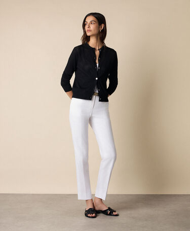 Brooks Brothers Cardigan Girocollo in Viscosa Pointelle Nero