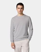 Brooks Brothers Striped Cotton-Silk-Linen Crewneck White