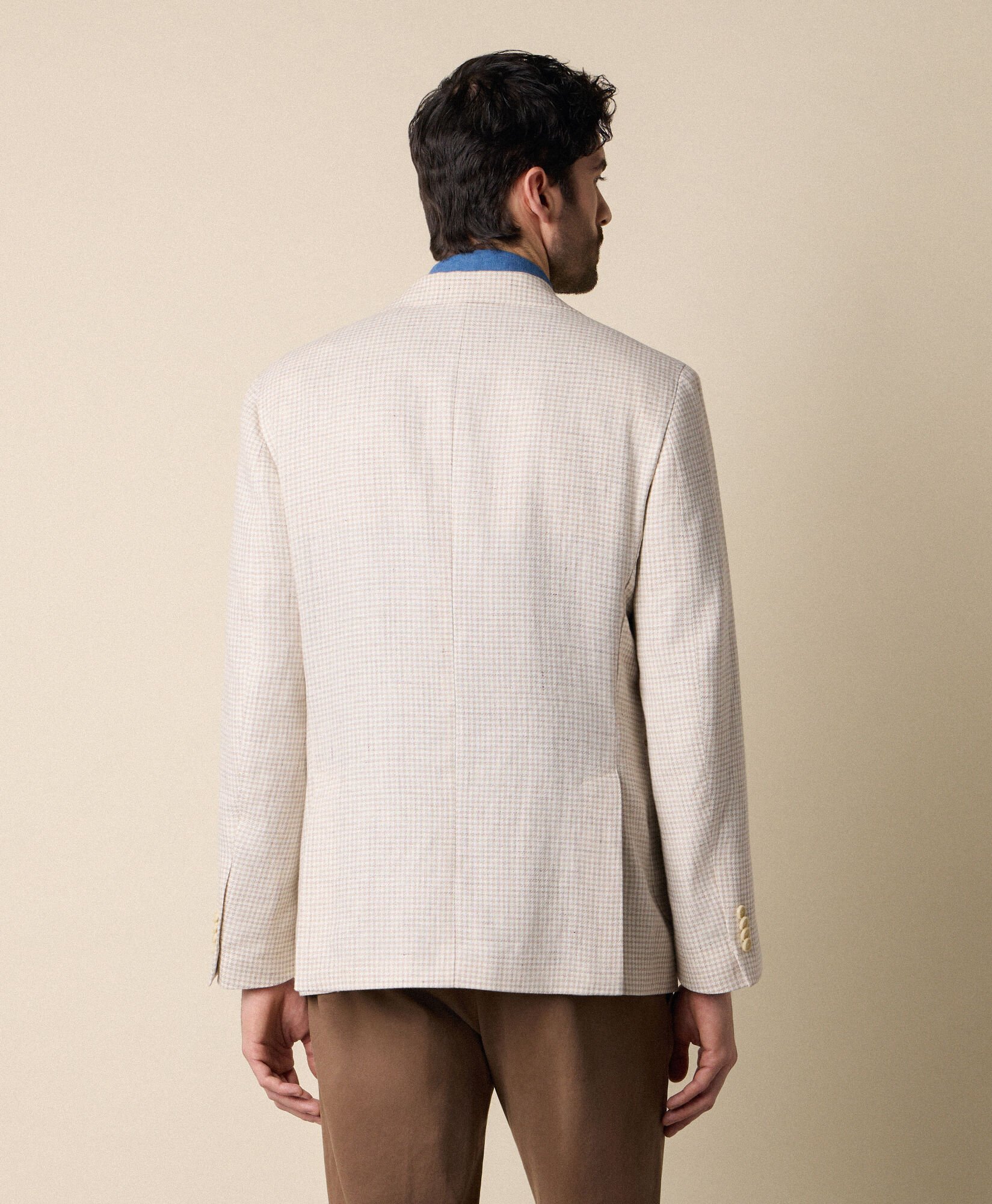 Pied de Poule Linen-Wool Blazer