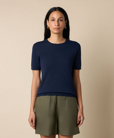 Brooks Brothers Haut en Maille de Coton Bleu Marine