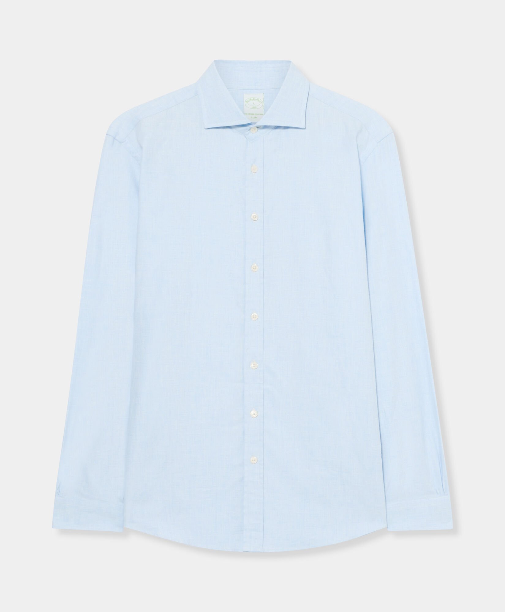 Slim Fit Melange Cotton Flannel Shirt with Spread Collar