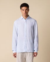 Brooks Brothers Slim Fit Linen Shirt with Spread Collar Light Blue