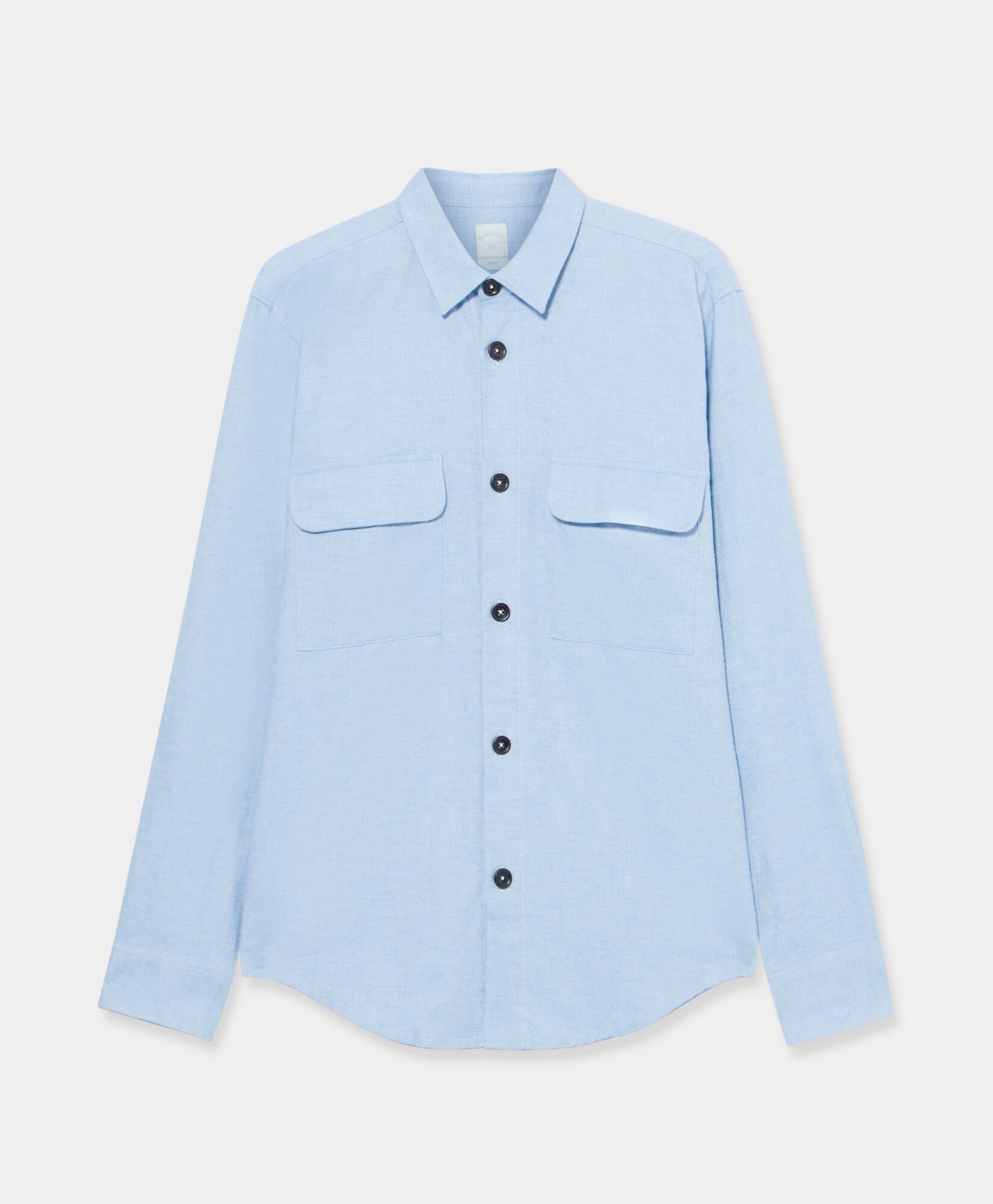 Cotton Flannel Overshirt with Flap Pockets