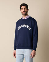 Brooks Brothers Cotton Sweatshirt with Extended Logo Print Navy