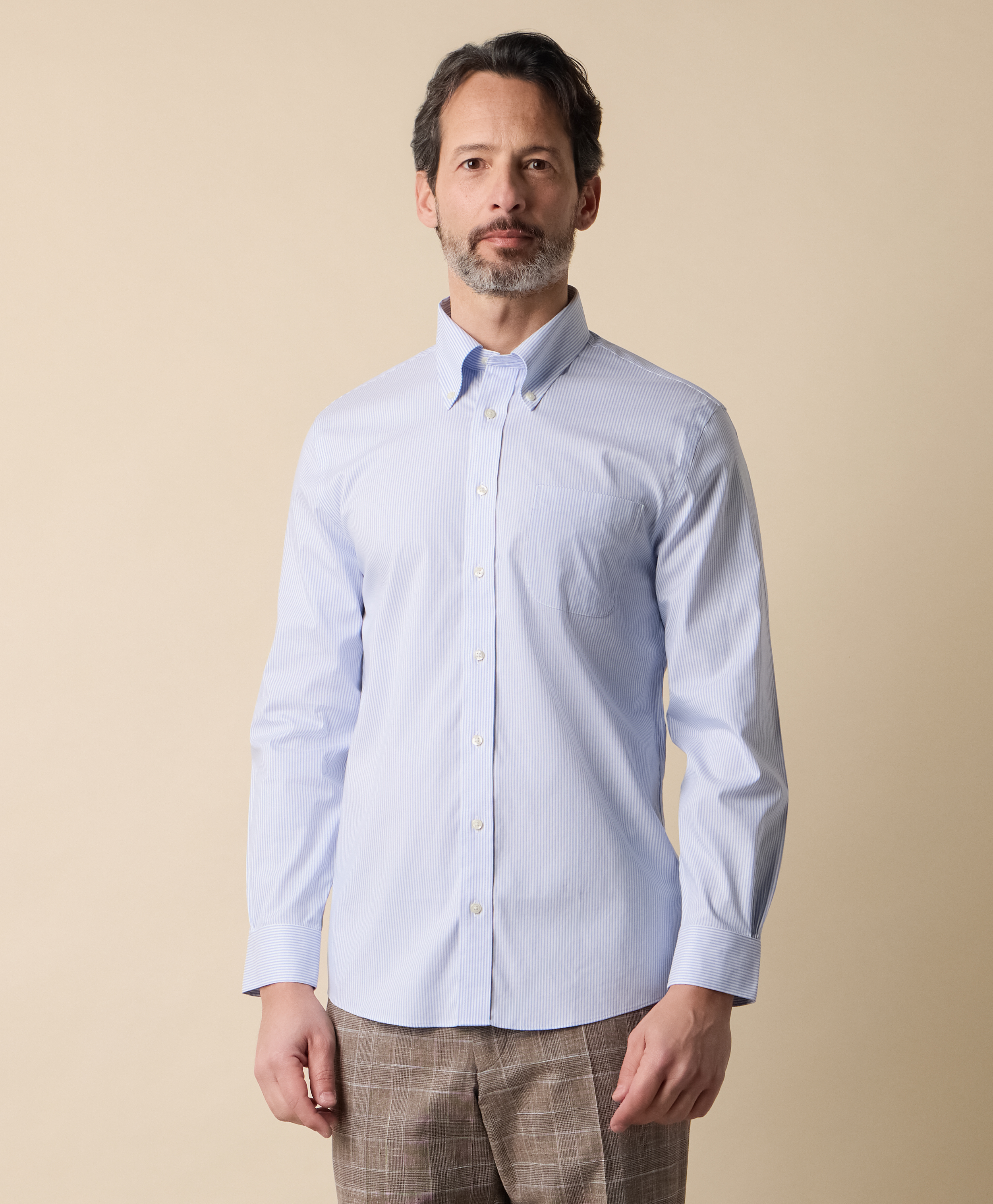  Brooks Brothers Slim Fit Non-iron Oxford-hemd Mit Button-down-kragen - Mann Formelle Hemden Hortensie 15h 