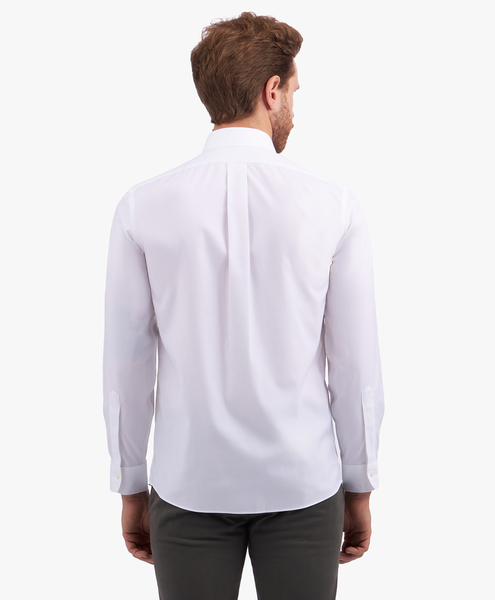  Brooks Brothers White Slim Fit Non-iron Stretch Cotton Dress Shirt With Ainsley Collar - Man Dress Shirts White 14h 