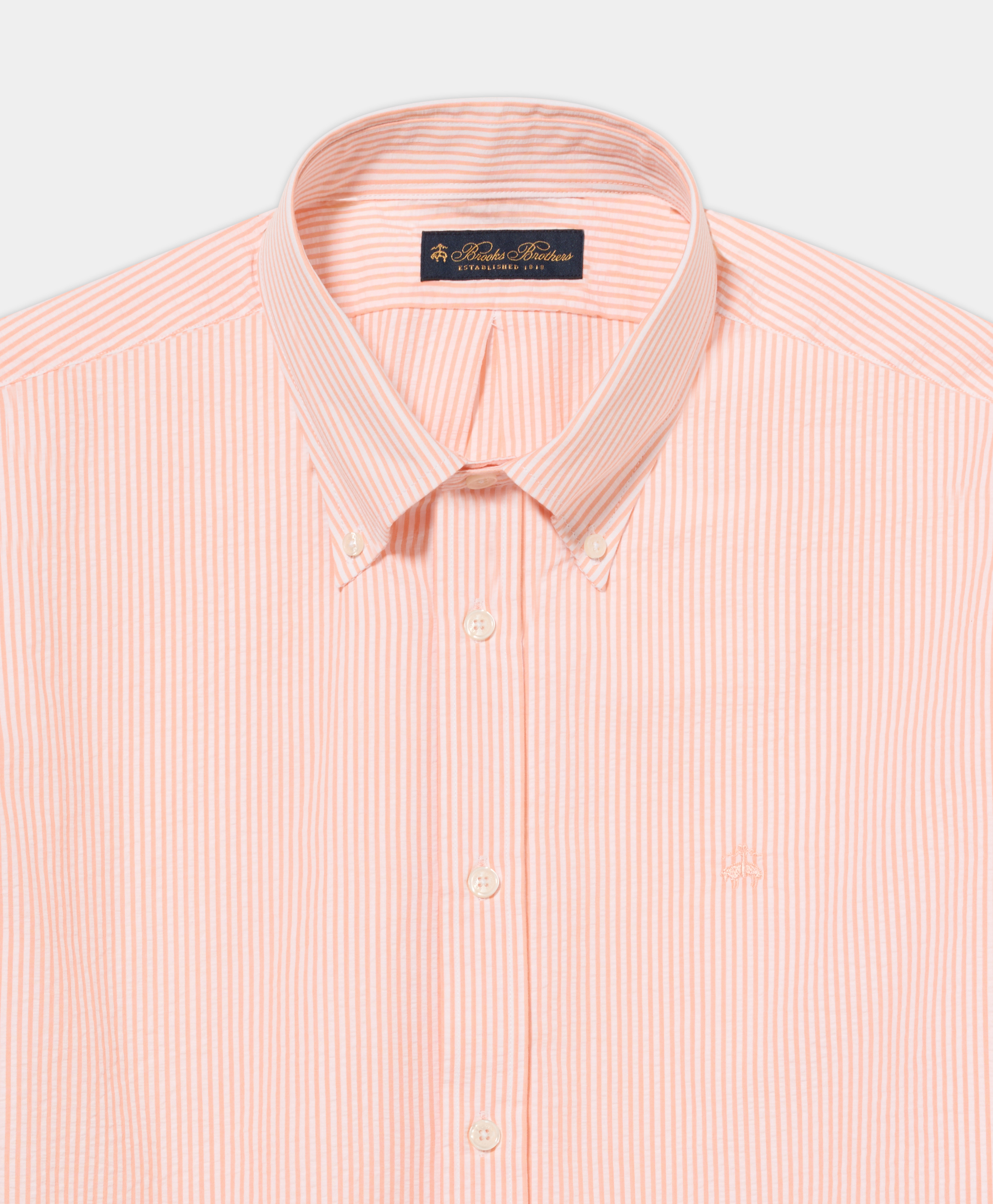  Brooks Brothers Camicia Regular Fit In Seersucker Con Collo Button Down - Uomo Camicie Casual Arancione S 