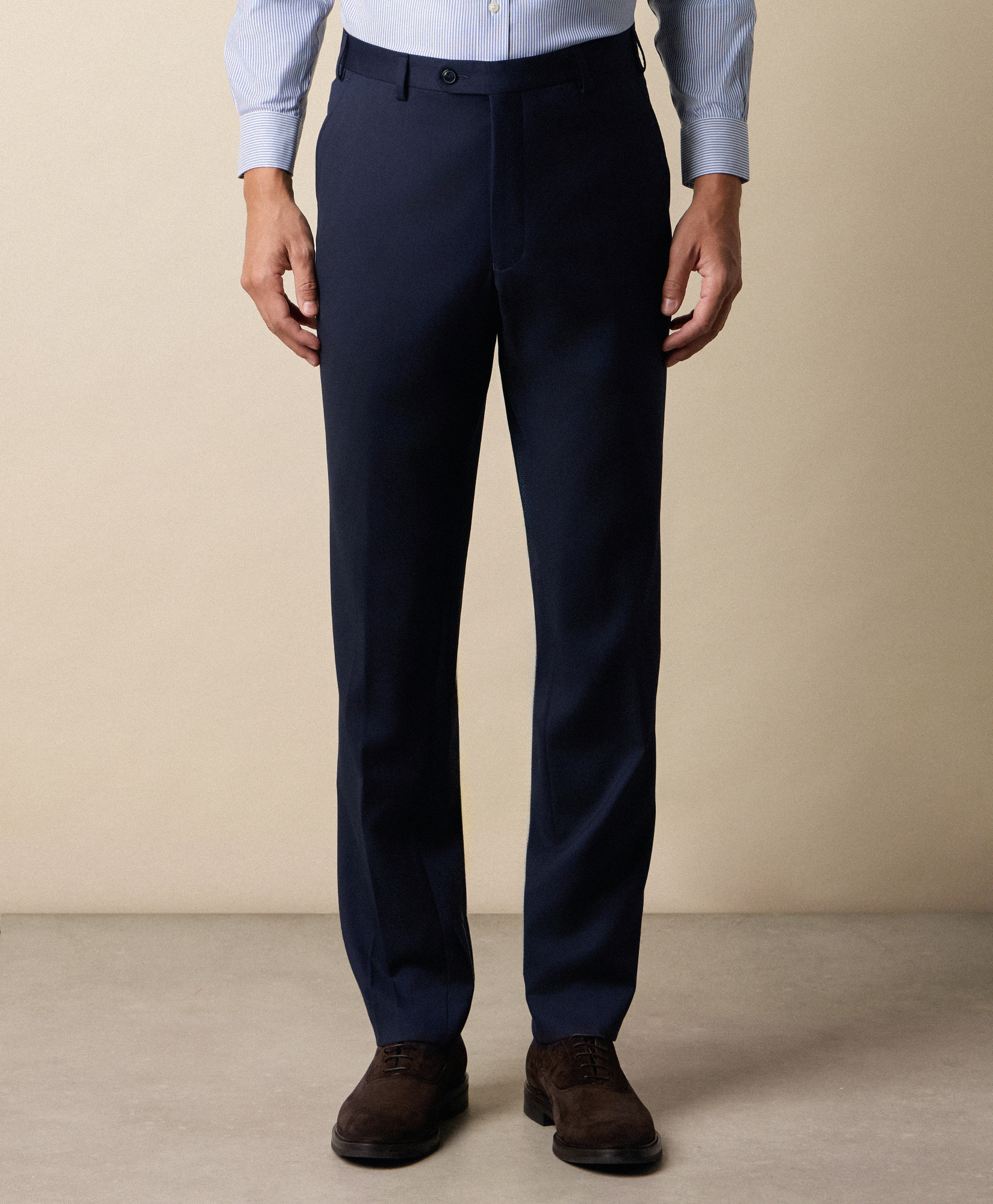 Virgin Wool Trousers in Navy for Men | Brooks Brothers® EU