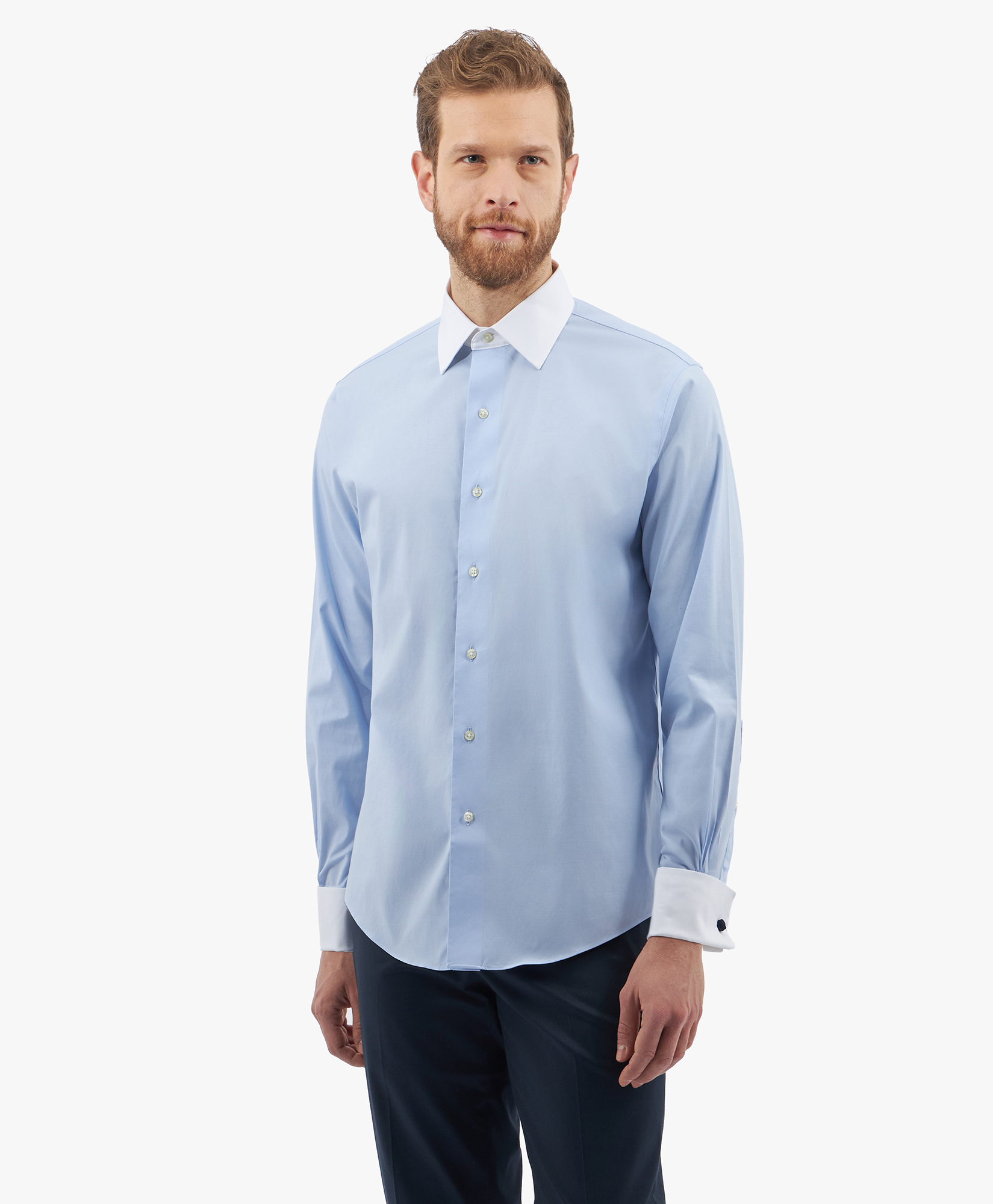  Brooks Brothers Light Blue Regular Fit Non-iron Stretch Supima Cotton Pinpoint Oxford Cloth Dress Shirt With Ainsley Collar - Man Dress Shirts Pastel Blue 17 