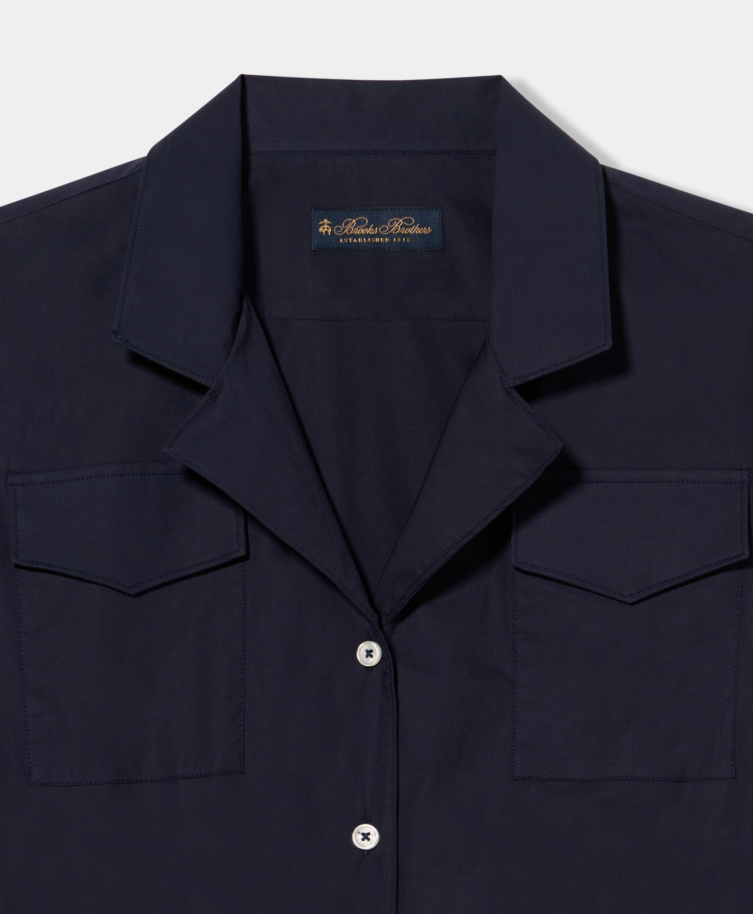  Brooks Brothers Midi-hemdkleid Aus Baumwolle Mit Gürtel Und Taschen - Frau Kleider Und Röcke Marineblau M 