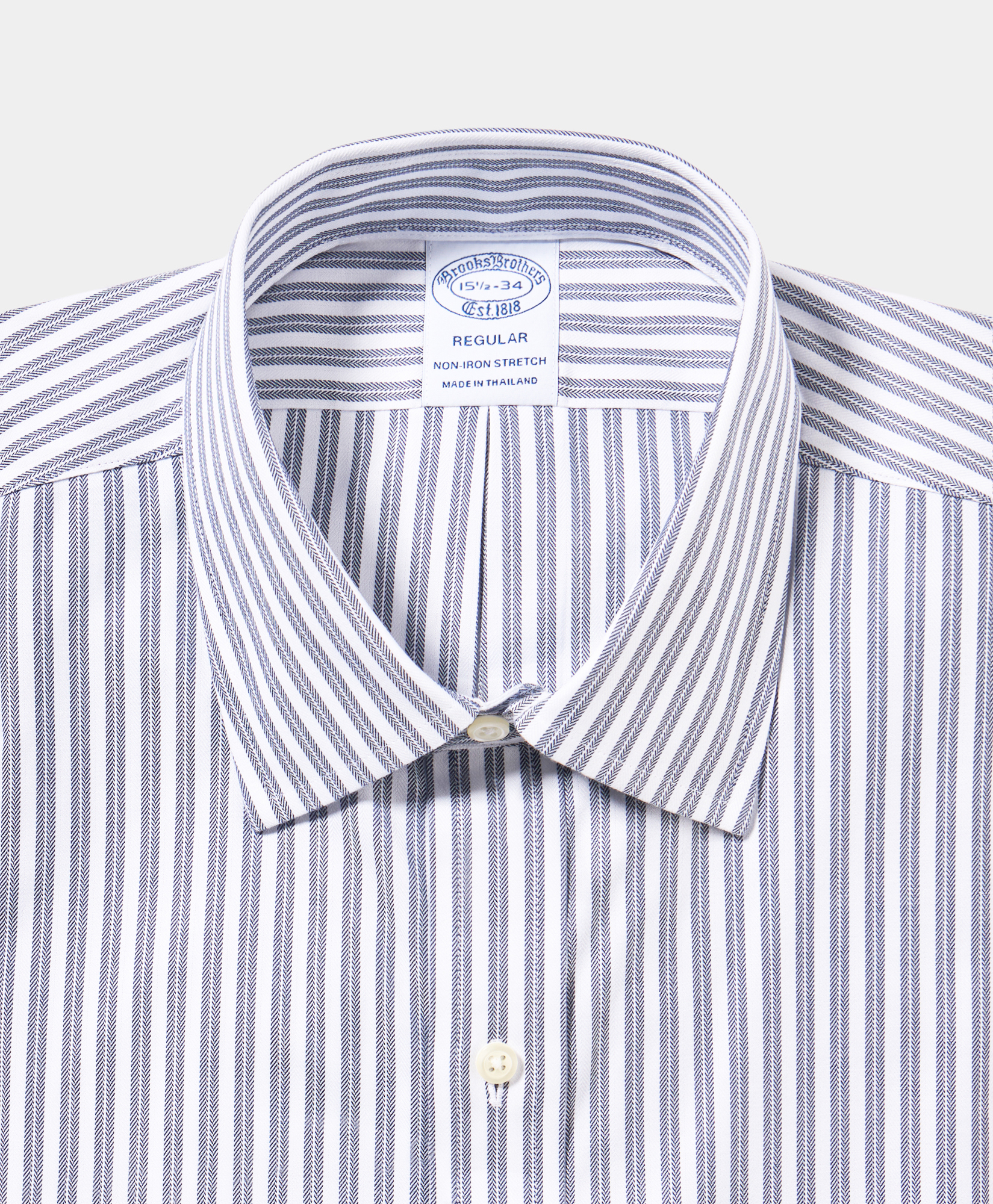  Brooks Brothers Regular Fit Hemd Non-iron Mit Streifen Aus Supima-baumwolle Und Ainsley-kragen - Mann Formelle Hemden Marineblau 17 