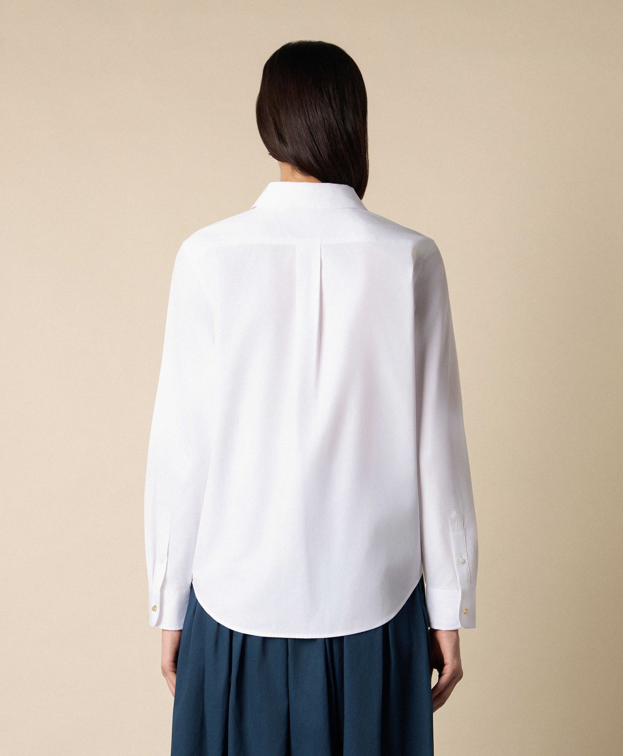  Brooks Brothers Supima Cotton Poplin Blouse With Gold Logo Buttons - Woman Shirts And Blouses White L 