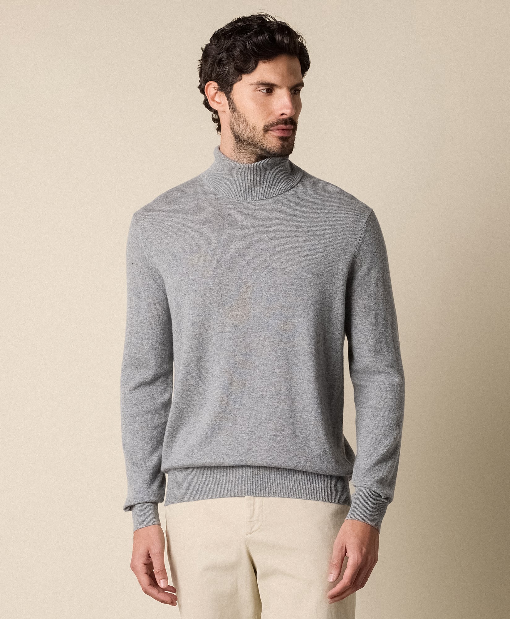  Brooks Brothers Einfacher Kaschmir-rollkragenpullover - Mann Strickwaren Hellgrau M 