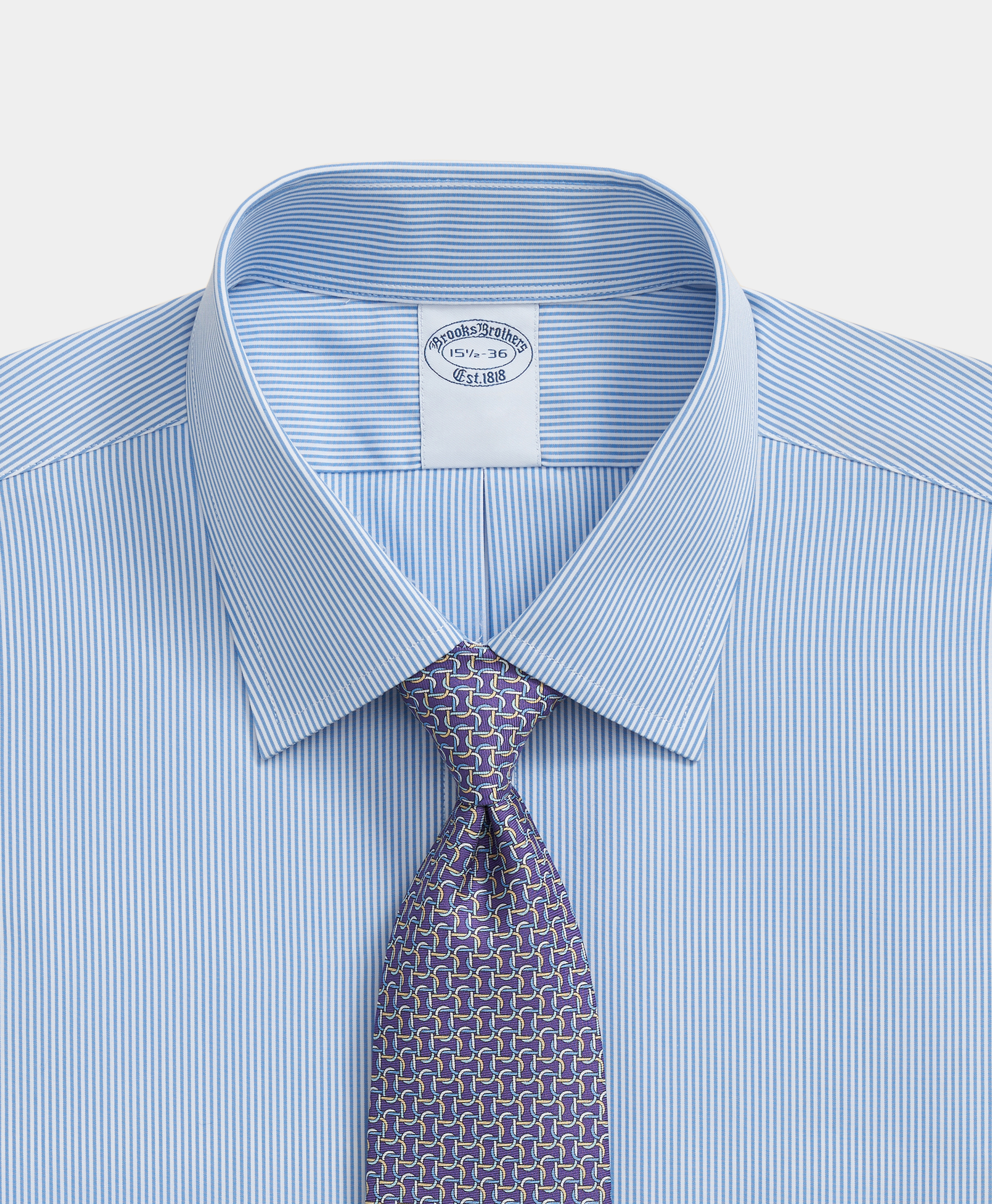  Brooks Brothers Regular Fit Striped Cotton Shirt With Ainsley Collar - Man Dress Shirts Hydrangea 16h 
