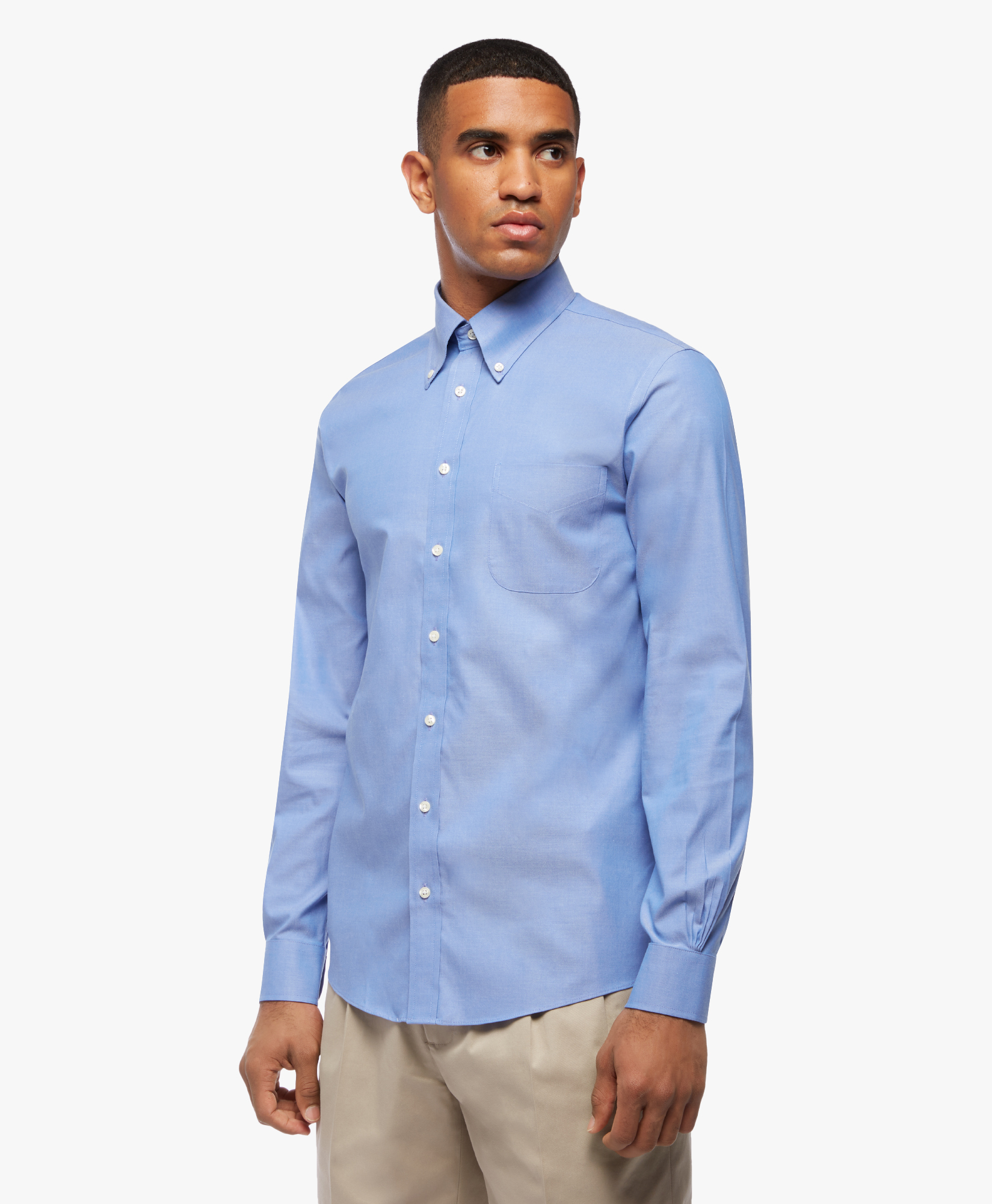  Brooks Brothers Blaues Slim-fit Non-iron Pinpoint-anzughemd Mit Button-down-kragen - Mann Formelle Hemden Blau 16h 