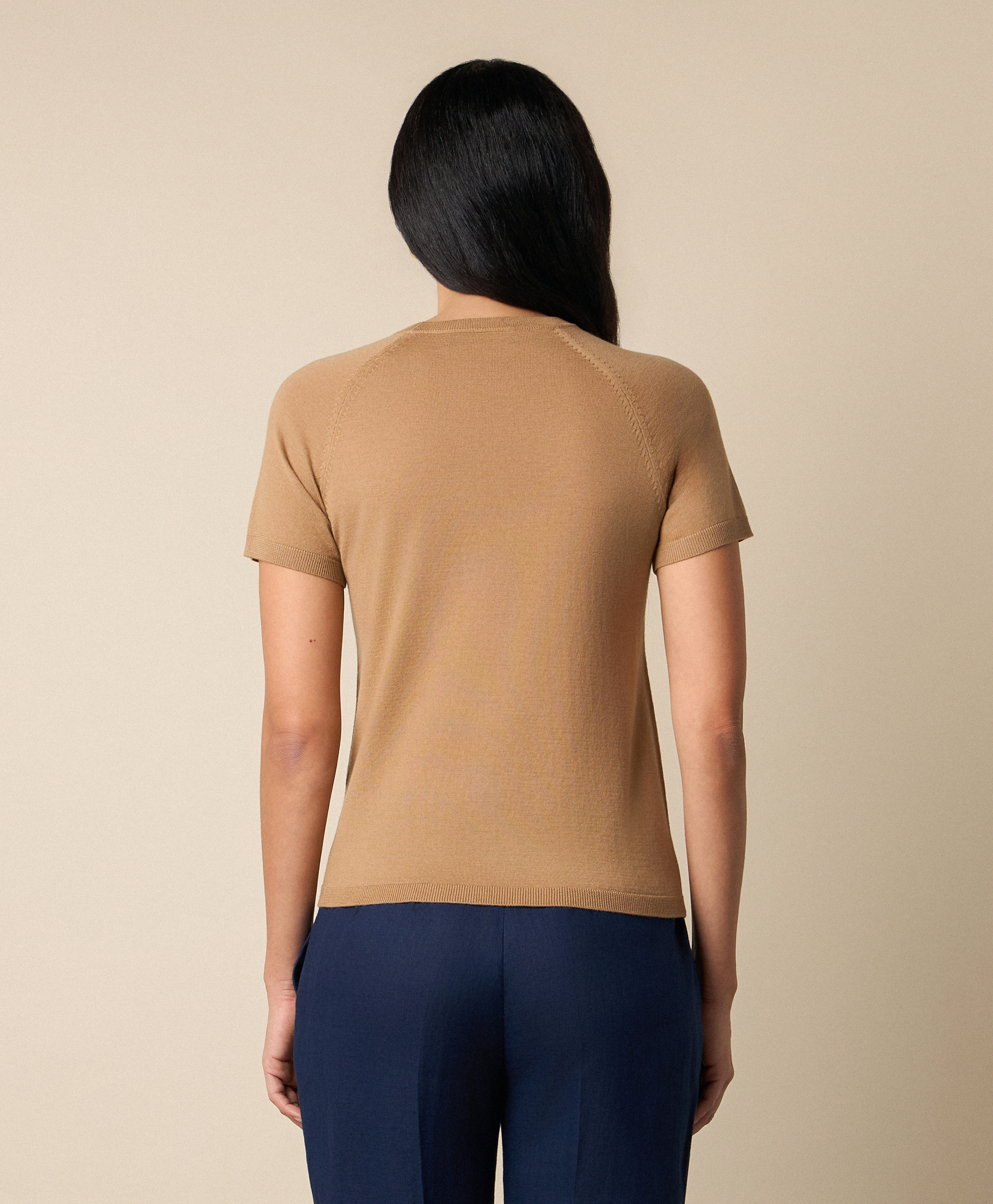 Brooks Brothers Kurzarm-rundhals-pullover Aus Merinowolle - Frau Strickwaren Camel Xl 