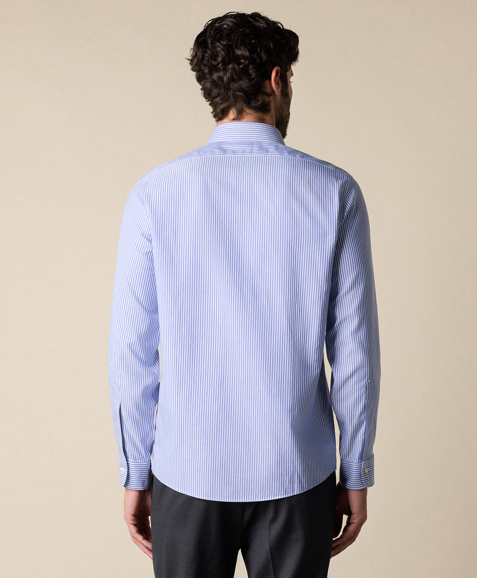  Brooks Brothers Slim Fit Non-iron Striped Stretch Twill Shirt With Ainsley Collar - Man Dress Shirts Blue 16 
