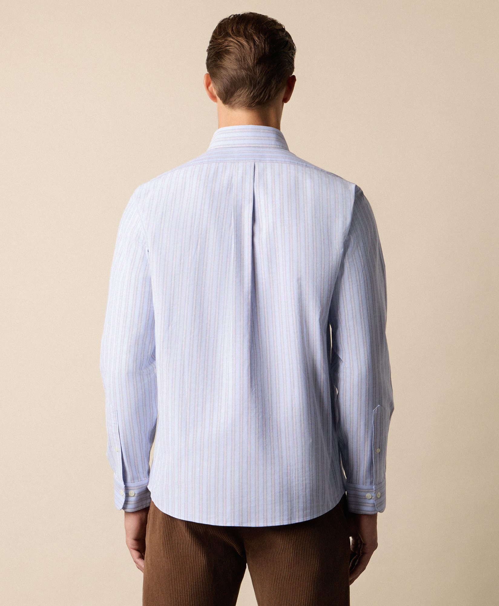  Brooks Brothers Regular Fit Non-iron Striped Stretch Oxford Shirt With Button Down Collar - Man Casual Shirts Hydrangea M 
