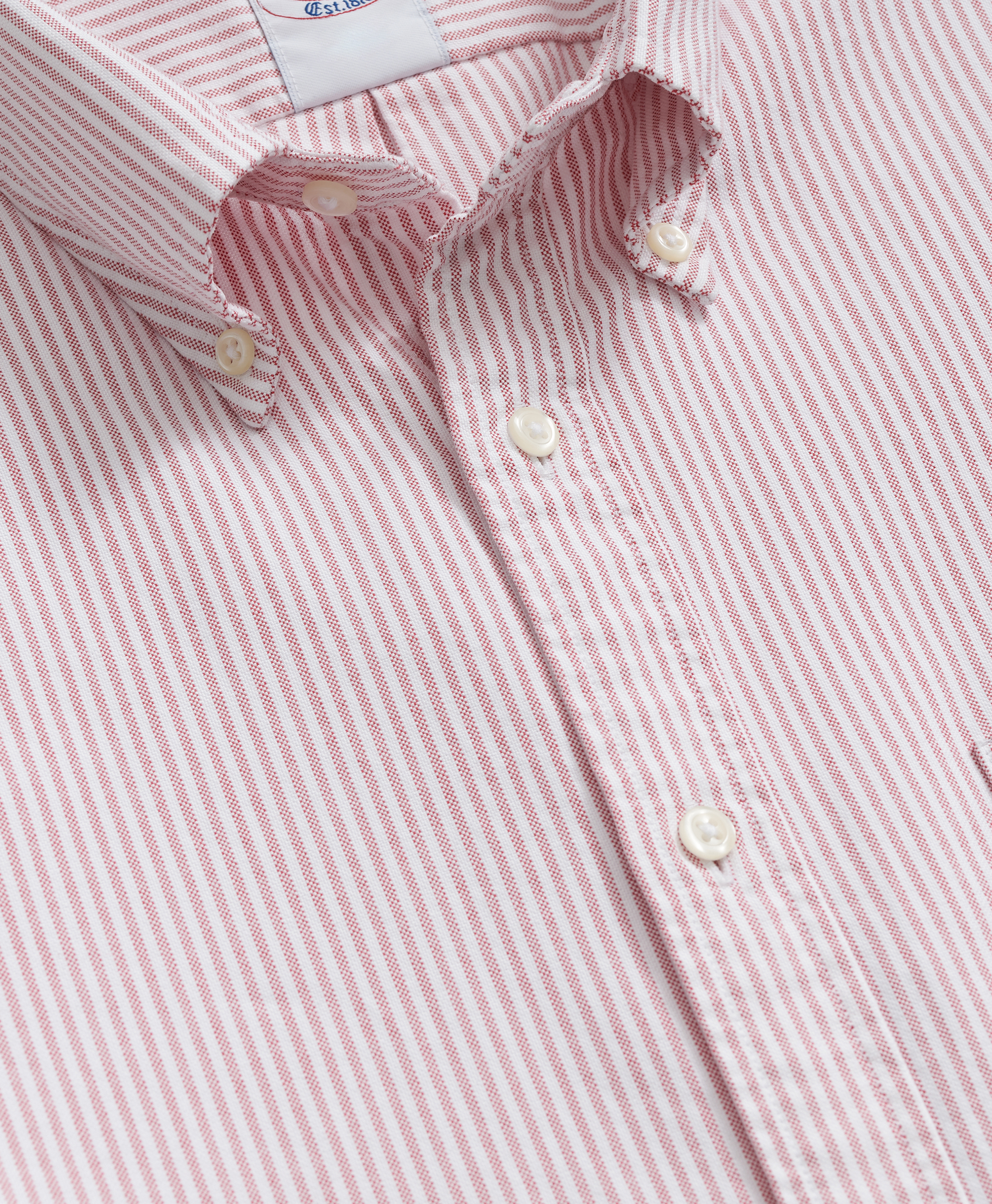  Brooks Brothers Regular Fit Washed Striped Oxford Shirt With Button Down Collar - Man Casual Shirts Red M 