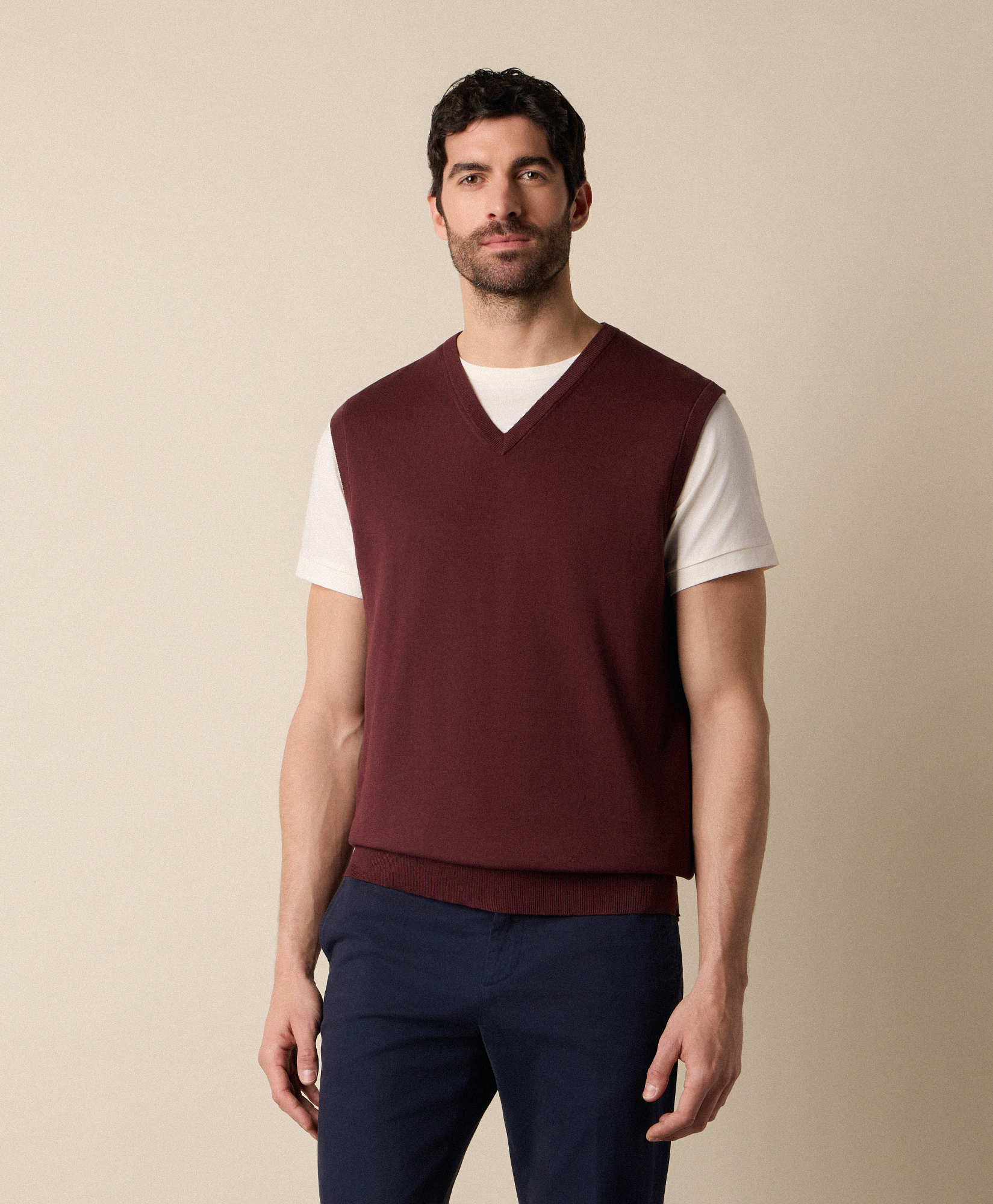  Brooks Brothers Strickweste Aus Makò-baumwolle - Mann Strickwaren Weinrot S 