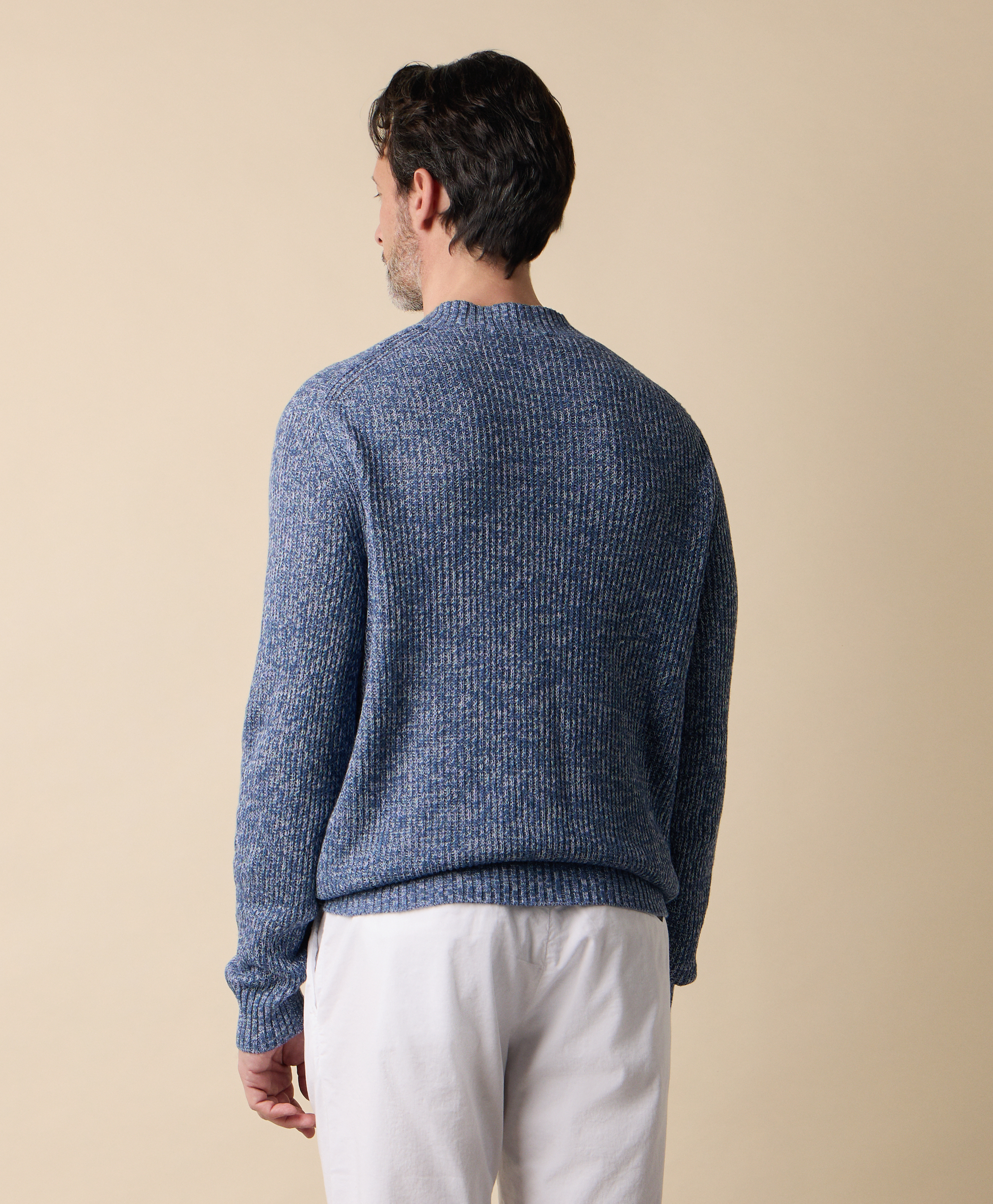  Brooks Brothers Mouliné-pullover Aus Baumwolle-leinen Mit V-ausschnitt - Mann Strickwaren Denim M 