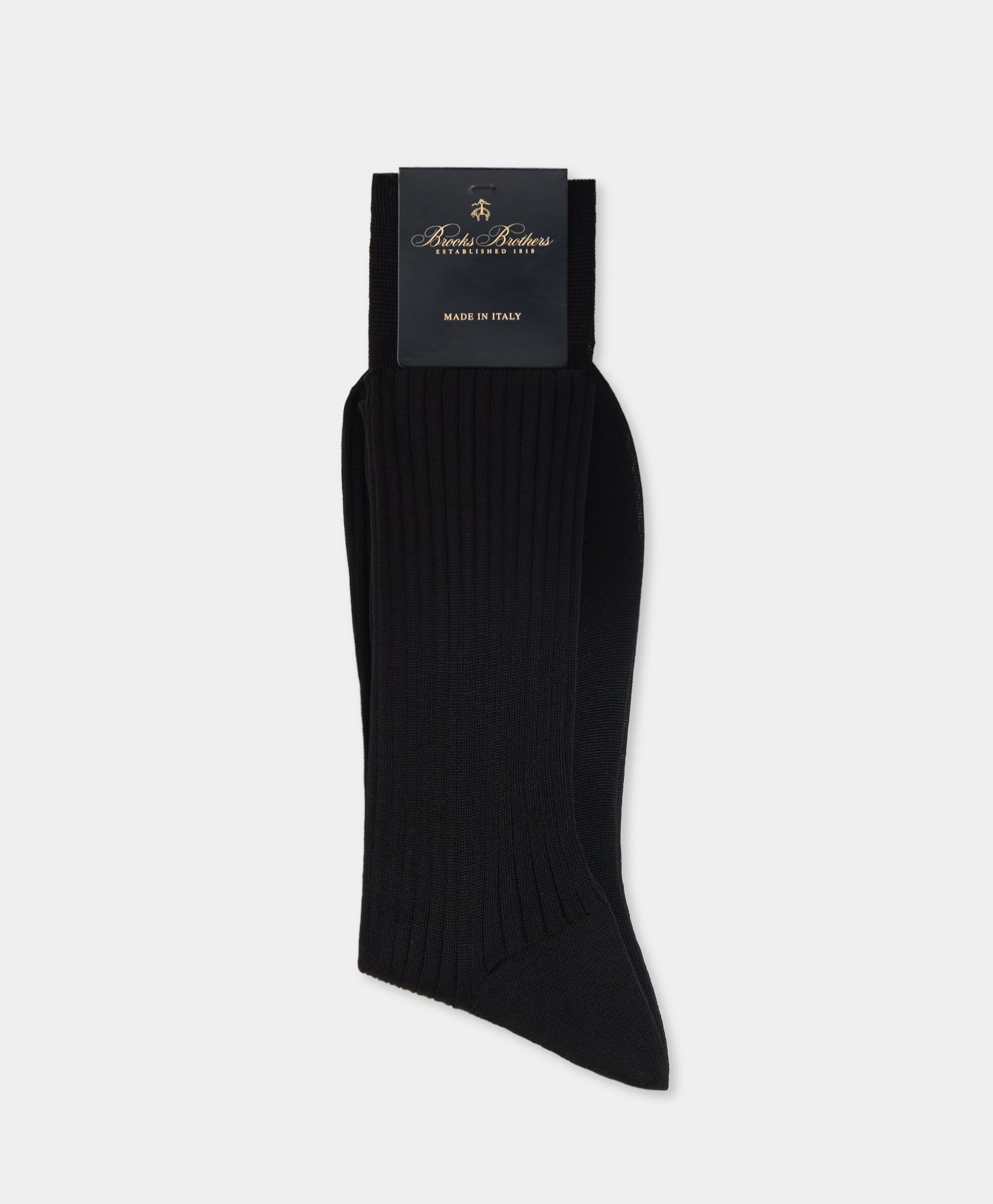 Ribbed Lisle Cotton Socks - Uomo Calze Black 40-42