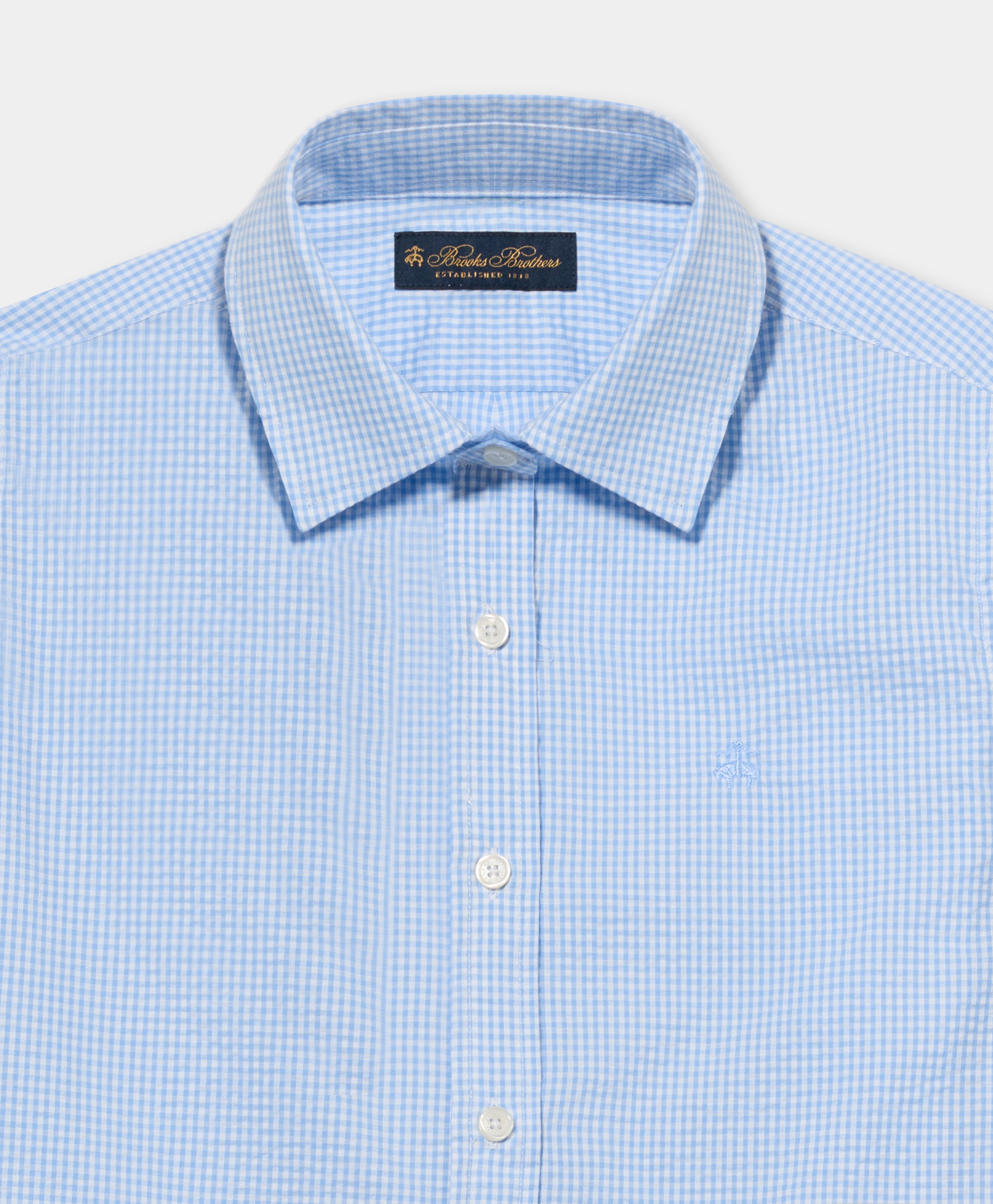  Brooks Brothers Hemd Aus Baumwolle Mit Micro-vichy-muster Und Logo - Frau Hemden Und Blusen Himmel L 
