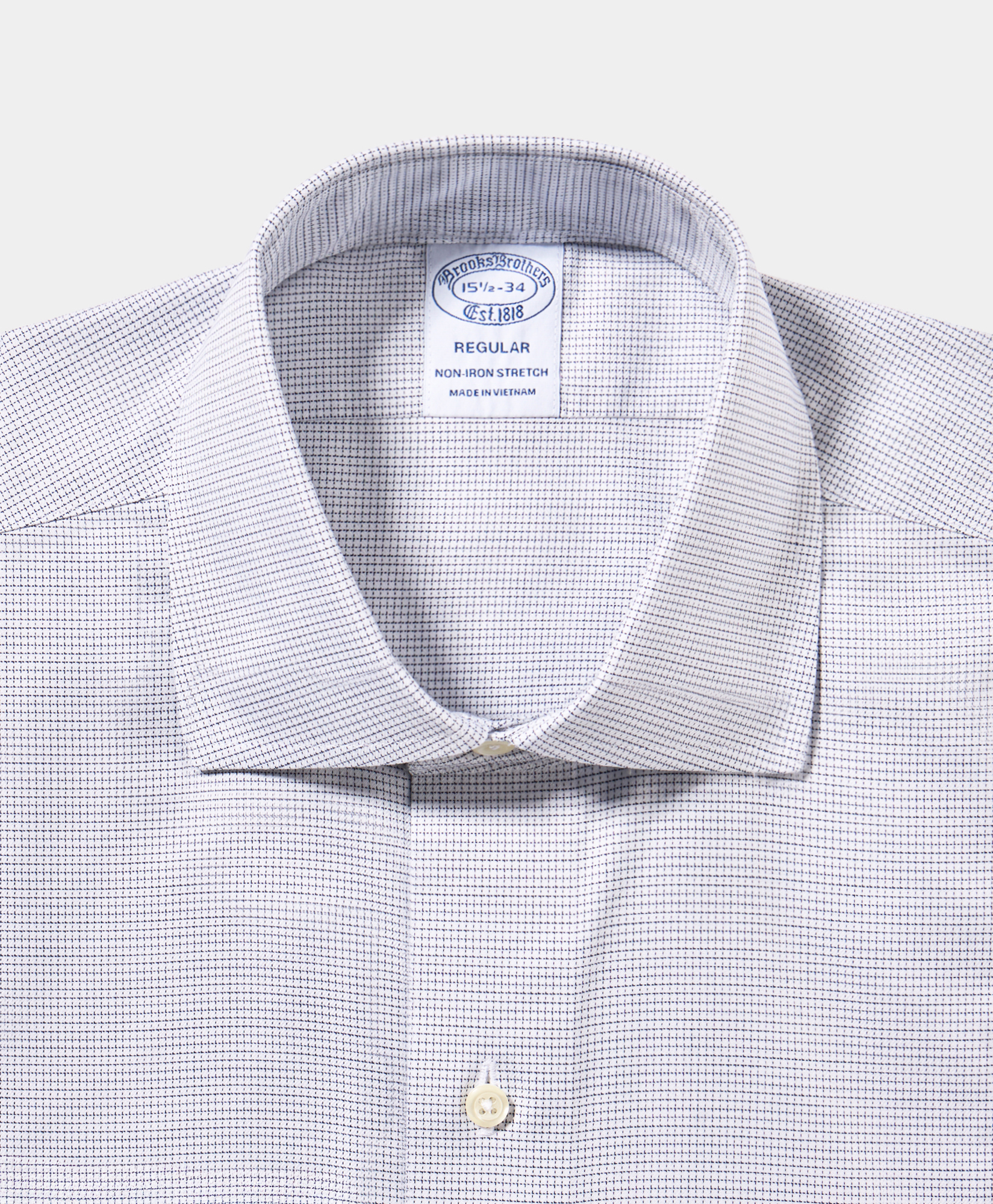  Brooks Brothers Kariertes Hemd Aus Supima-twill Im Regular Fit Non-iron Mit Englischem Kragen Spread - Mann Formelle Hemden Marineblau 15h 
