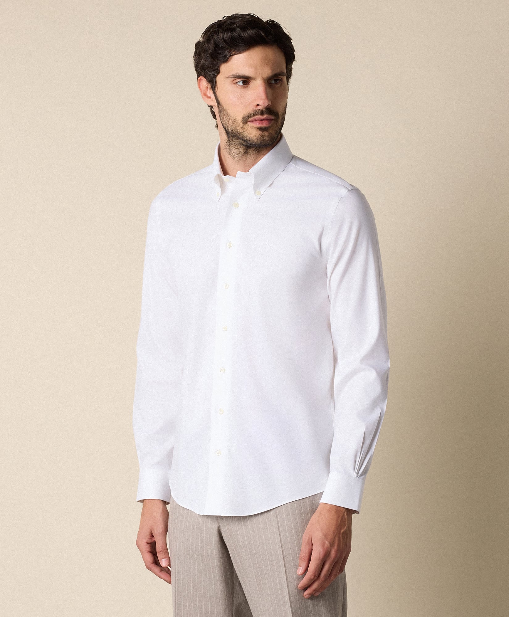  Brooks Brothers Camicia Pinpoint In Cotone Oxford Slim Fit Non-iron Con Collo Button Down - Uomo Camicie Formali Bianco 16h 