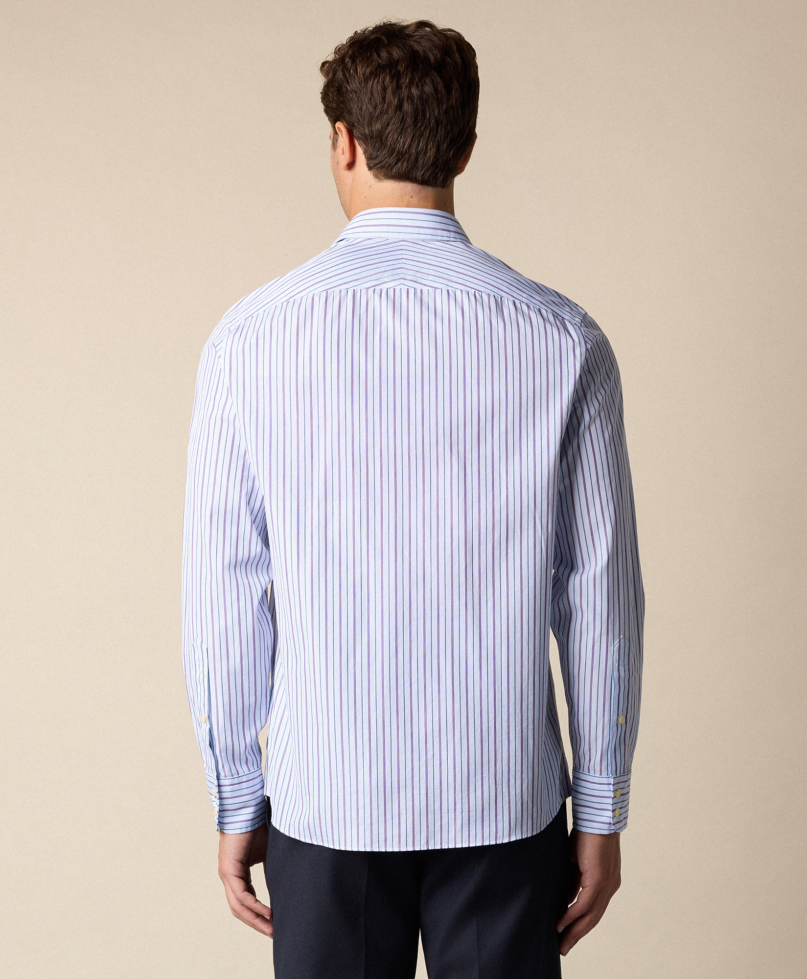 Brooks Brothers Thomas Mason Striped Regular Fit Cotton Shirt With Ainsley Collar - Man Dress Shirts Light Blue 17h 