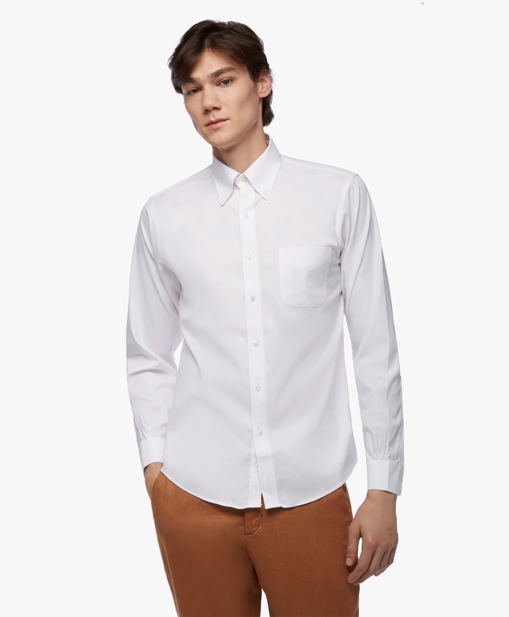  Brooks Brothers Regular Fit Non-iron Hemd Aus Supima Oxford Pinpoint Mit Button Down Kragen - Mann Formelle Hemden Weiß 18 