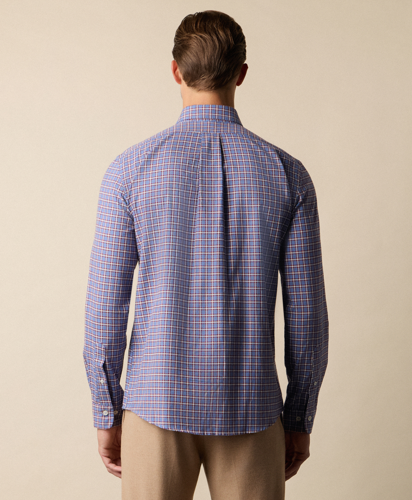  Brooks Brothers Camicia Slim Fit In Flanella Di Cotone A Quadri Con Collo Spread - Uomo Camicie Casual Azzurro S 