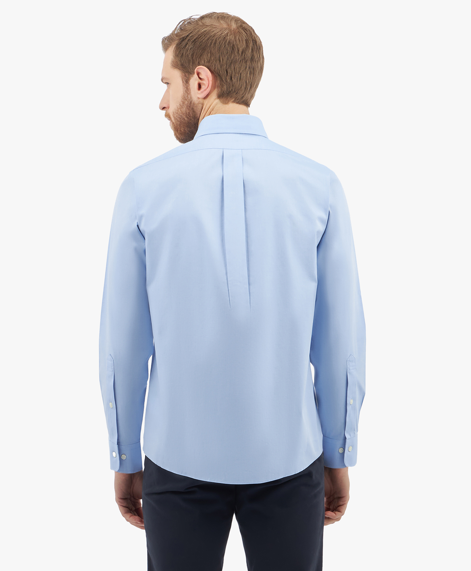  Brooks Brothers Blue Regular Fit Non-iron Dress Shirt With Polo Button Down Collar - Man Dress Shirts Blue 18 