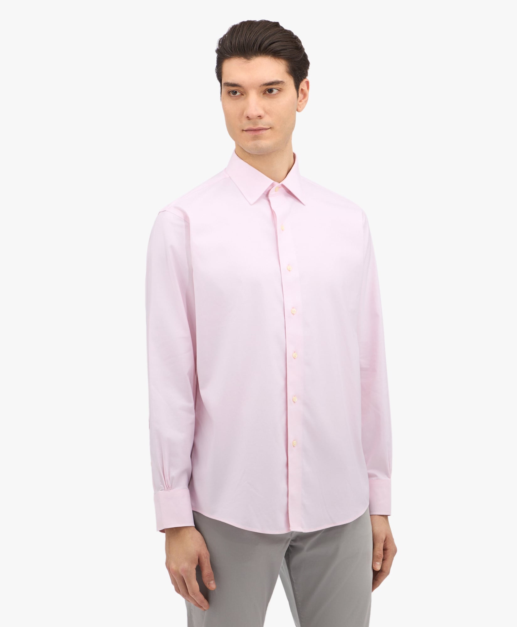  Brooks Brothers Pastel Pink Regular Fit Non-iron Dress Shirt With Ainsley Collar - Man Dress Shirts Pastel Pink 18 