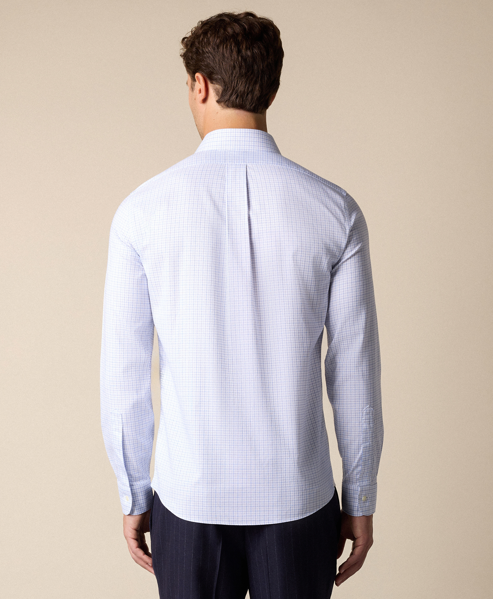 Brooks Brothers Slim Fit Non-iron Checked Stretch Twill Shirt With Ainsley Collar - Man Dress Shirts Blue 17h 