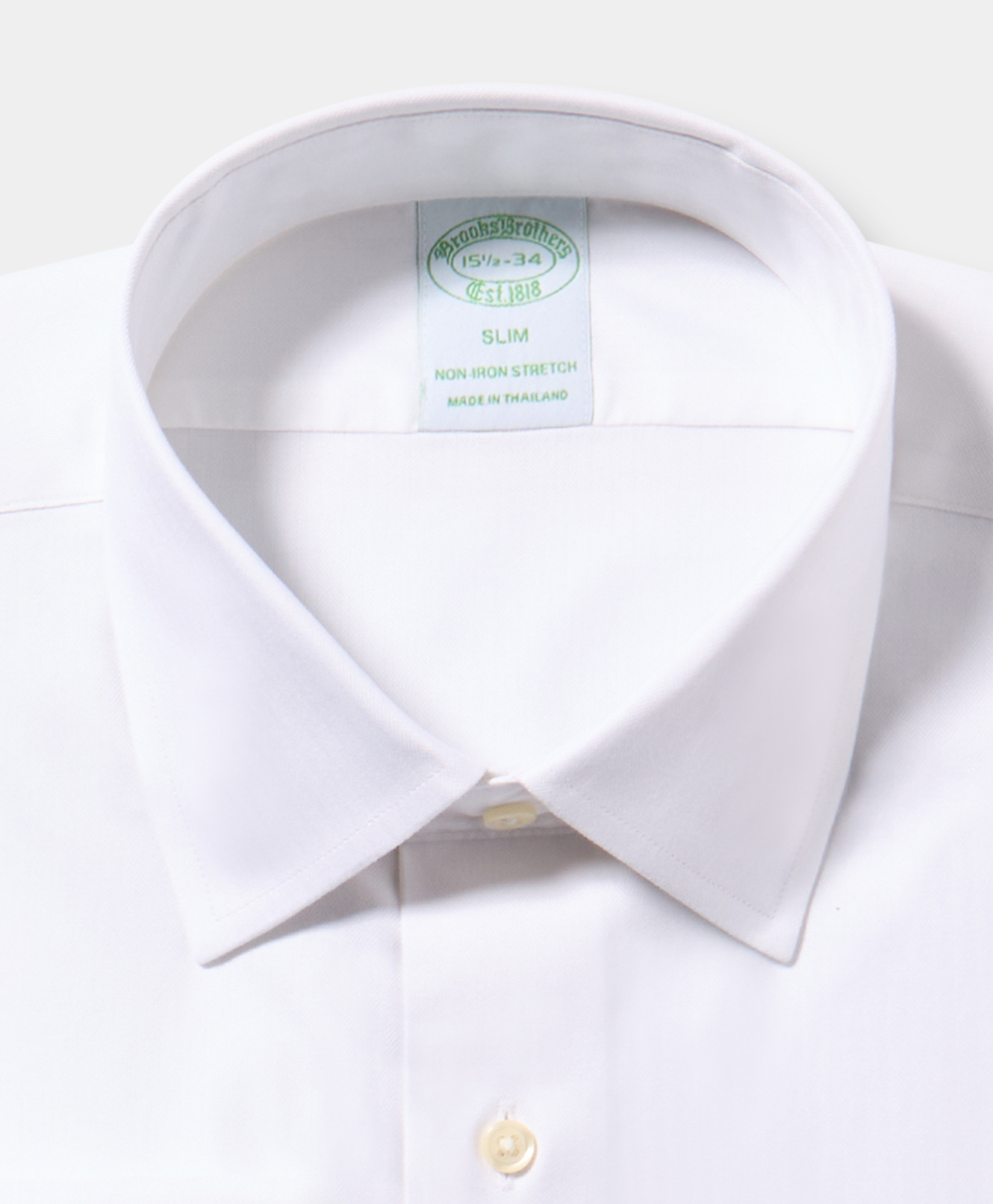 Brooks Brothers Slim Fit Non-iron Herringbone Supima Shirt With Ainsley Collar - Man Dress Shirts White 16h 