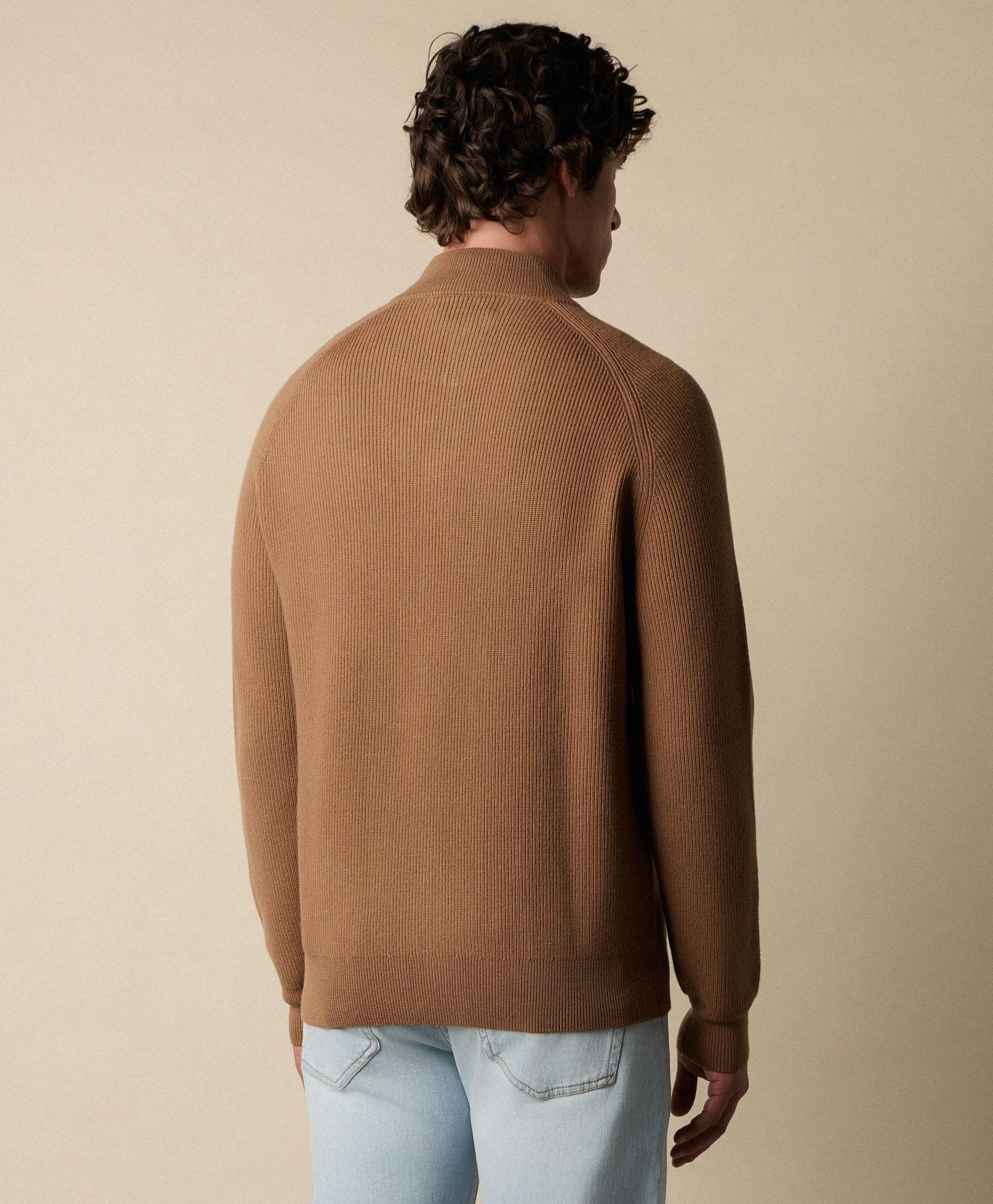  Brooks Brothers Merinowollpullover Mit Vollständig Durchgehendem Reißverschluss - Mann Strickwaren Camel Xxl 