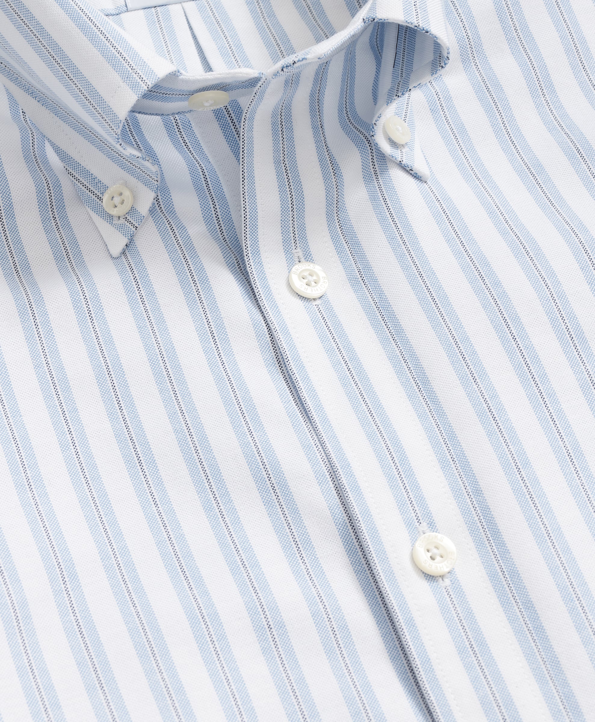  Brooks Brothers Slim Fit Non-iron Plaid Stretch Oxford Shirt With Button Down Collar - Man Casual Shirts Blue S 