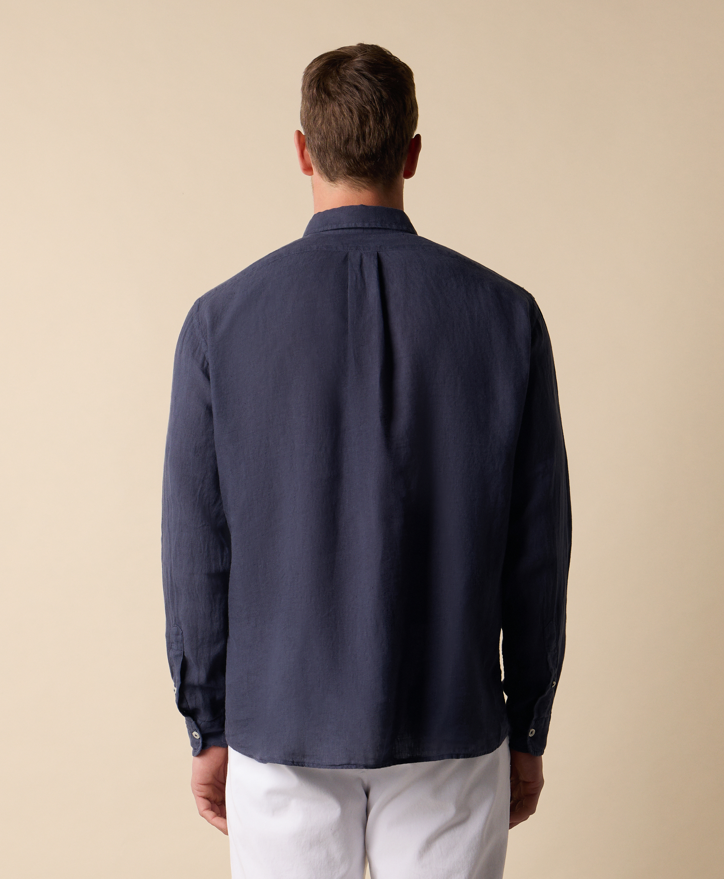  Brooks Brothers Chemise Slim Fit En Lin Avec Col évasé - Homme Chemises Décontractées Bleu Marine Xxxl 