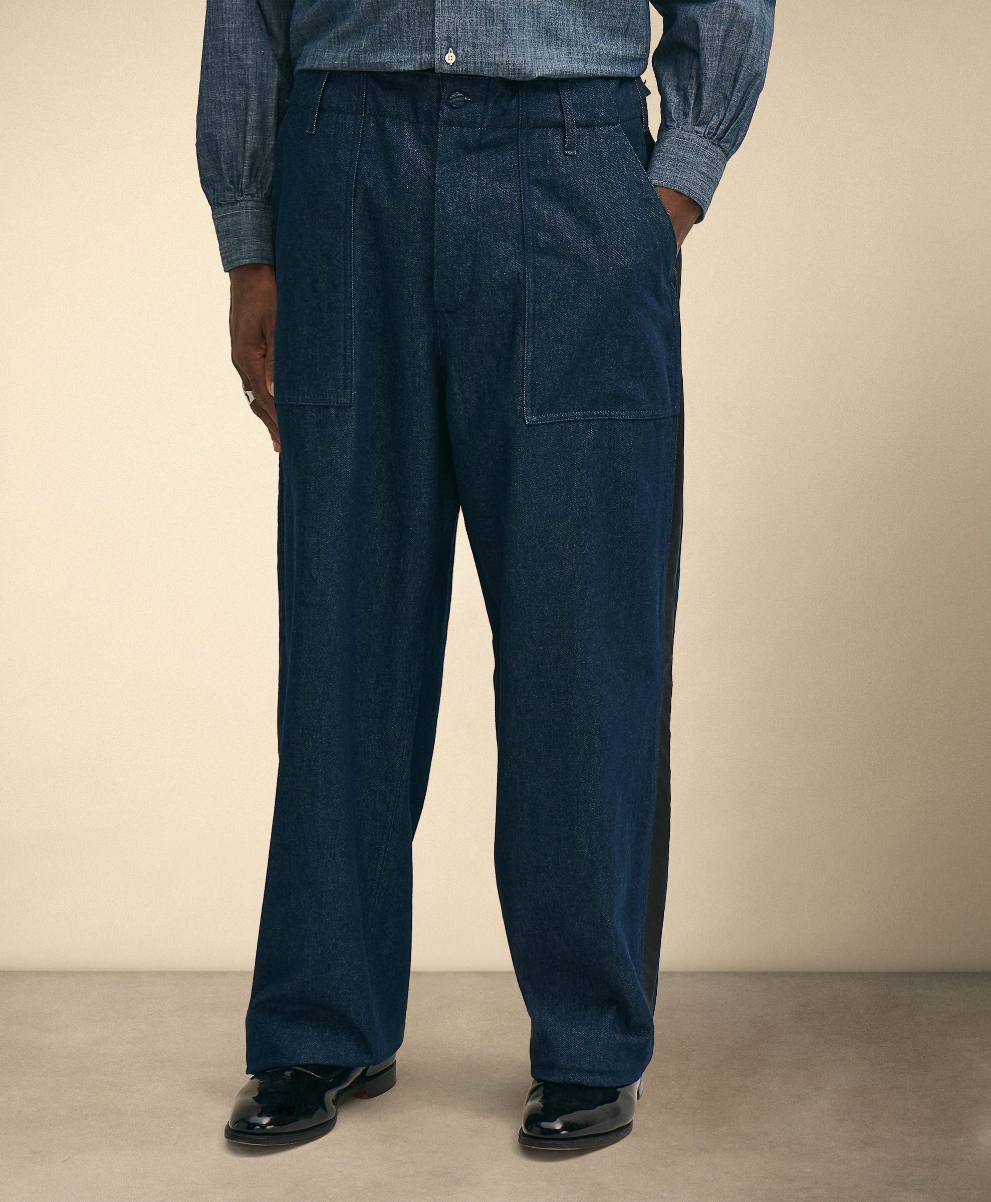  Brooks Brothers Brooks Brothers X Engineered Garments - Wide Fatigue Pant - Man Engineered Garments X Brooks Brothers Denim M 