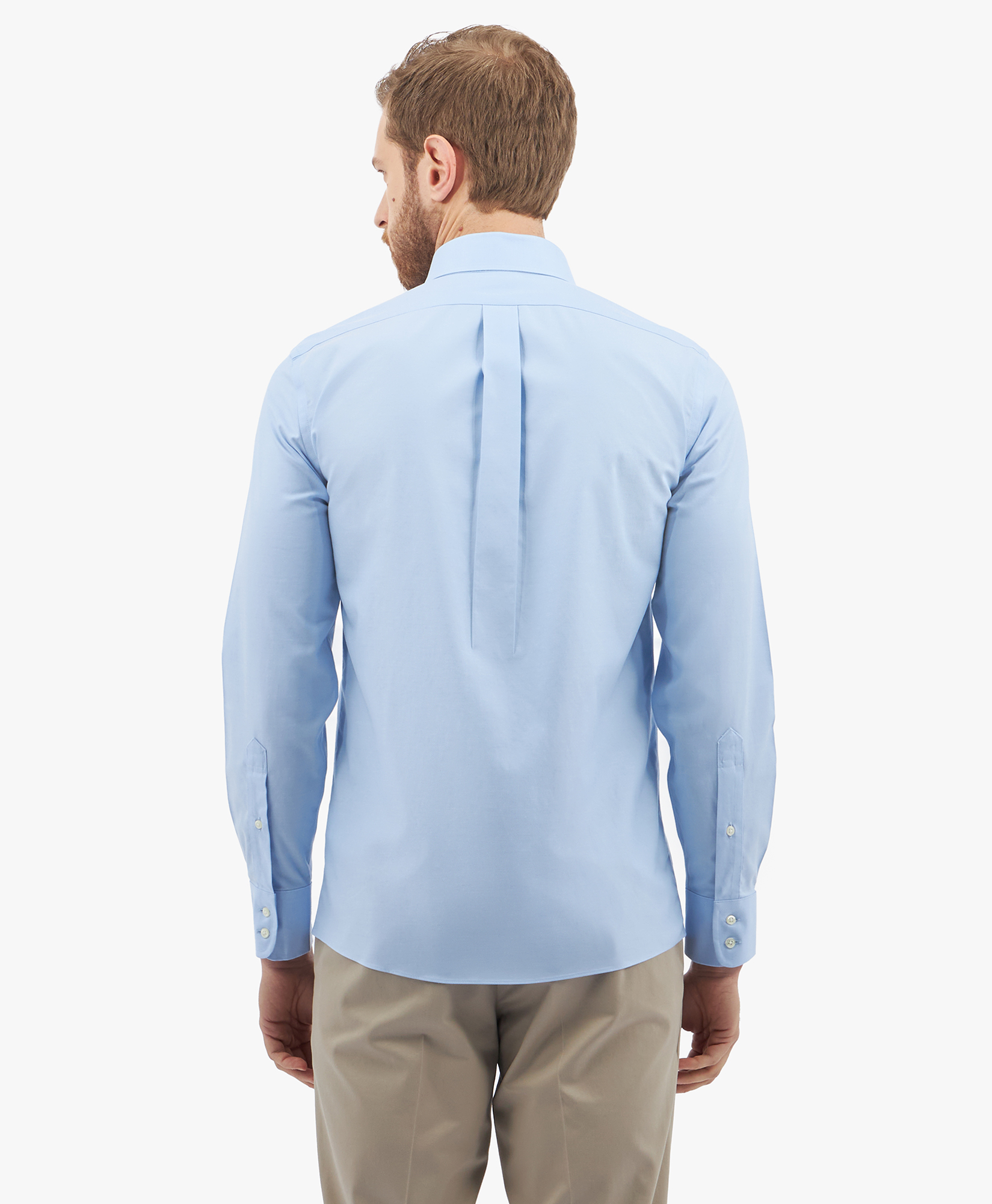  Brooks Brothers Pastel Blue Slim Fit Non-iron Stretch Supima Cotton Dress Shirt With Button Down Collar - Man Dress Shirts Pastel Blue 16 