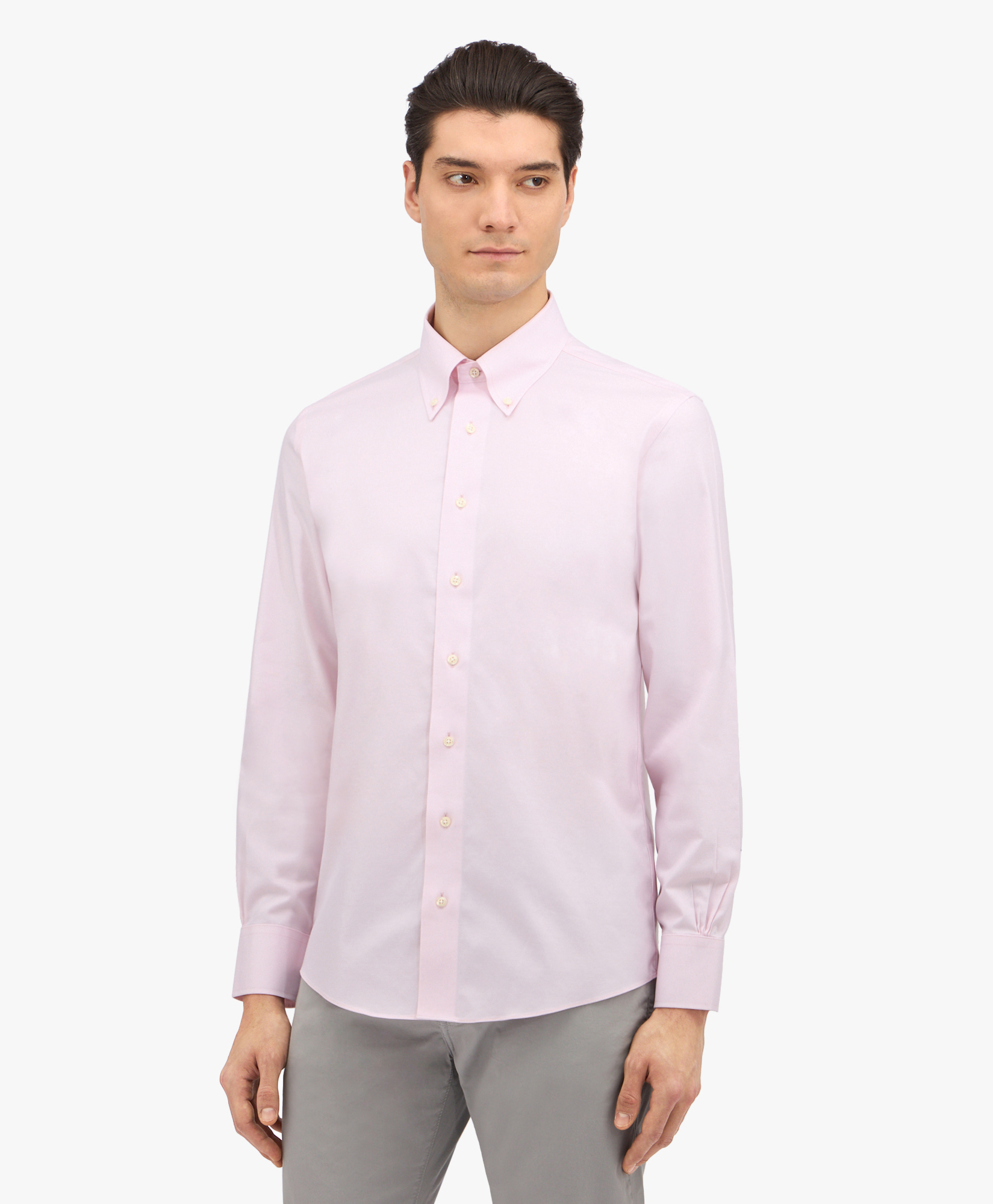  Brooks Brothers Pink Slim Fit Stretch Supima Cotton Non-iron Twill Dress Shirt With  Button-down Collar - Man Dress Shirts Pink 18 