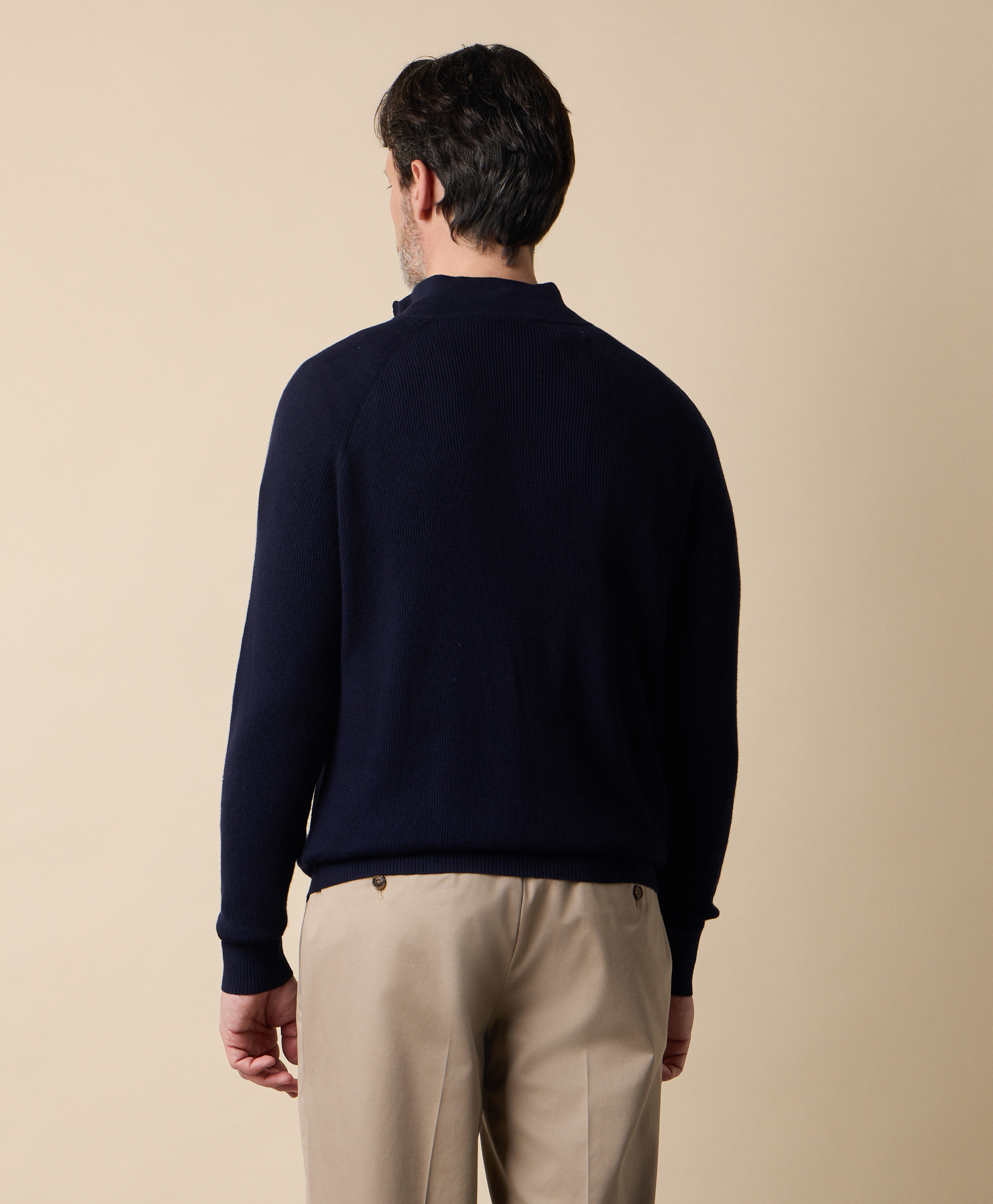  Brooks Brothers Maglia Half-zip Aus Baumwolle-kaschmir In Englischem Rippenstrick - Mann Strickwaren Marineblau Xxxl 