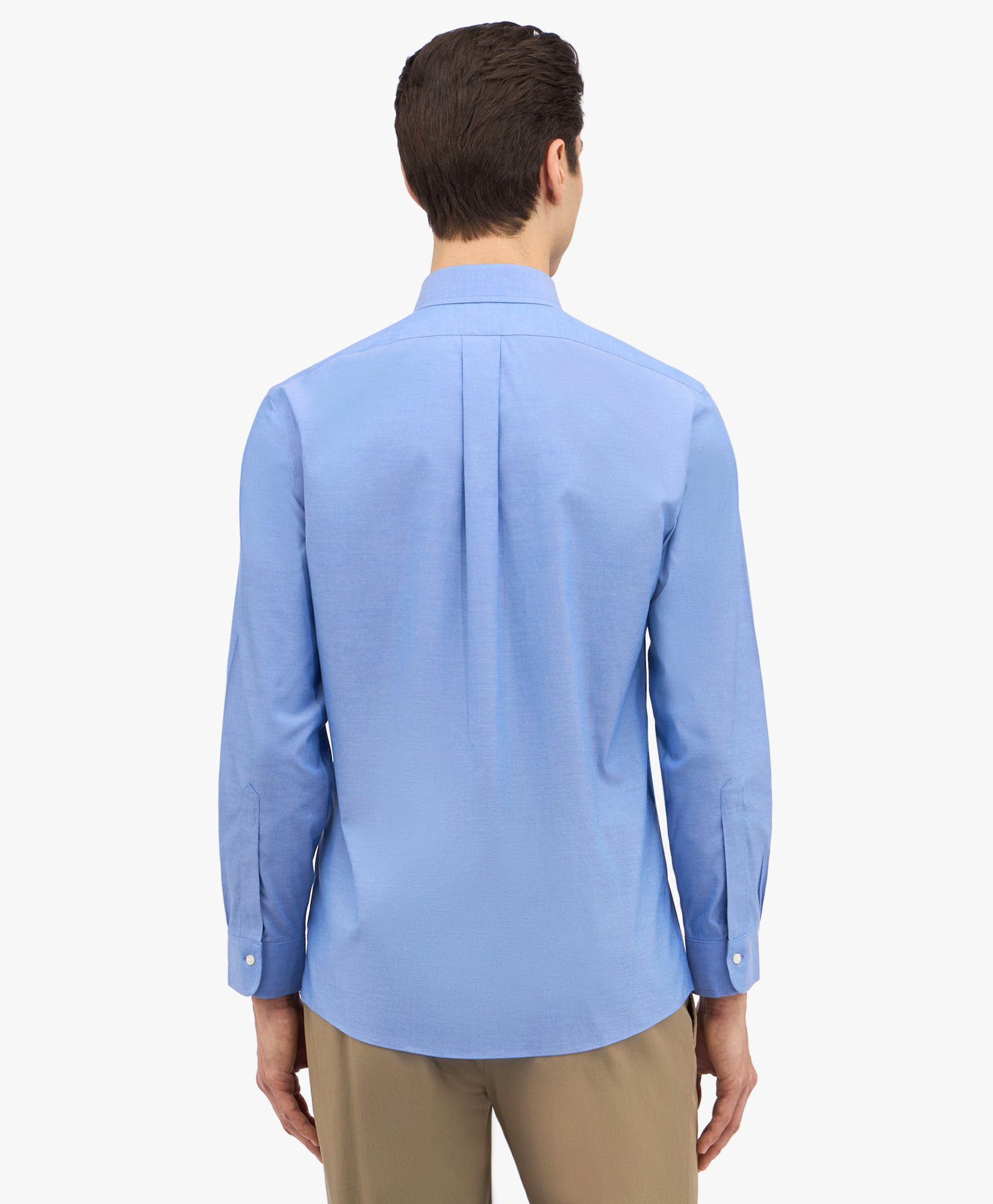  Brooks Brothers Blue Slim Fit Non-iron Stretch Cotton Dress Shirt With Ainsley Collar - Man Dress Shirts Blue 16 