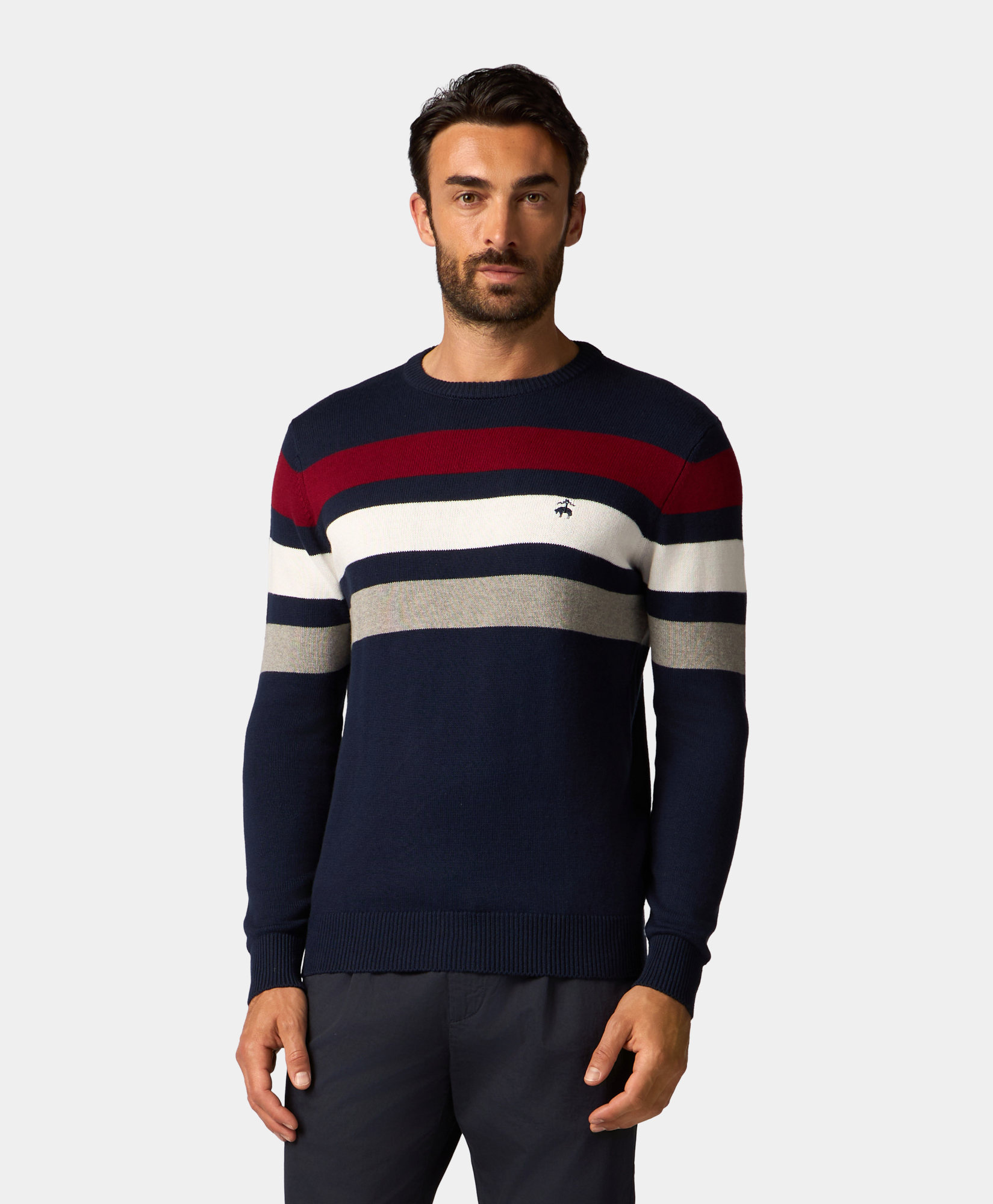  Brooks Brothers Gestreiftes Baumwoll-kaschmir-pullover - Mann Strickwaren Blau Xxxl 