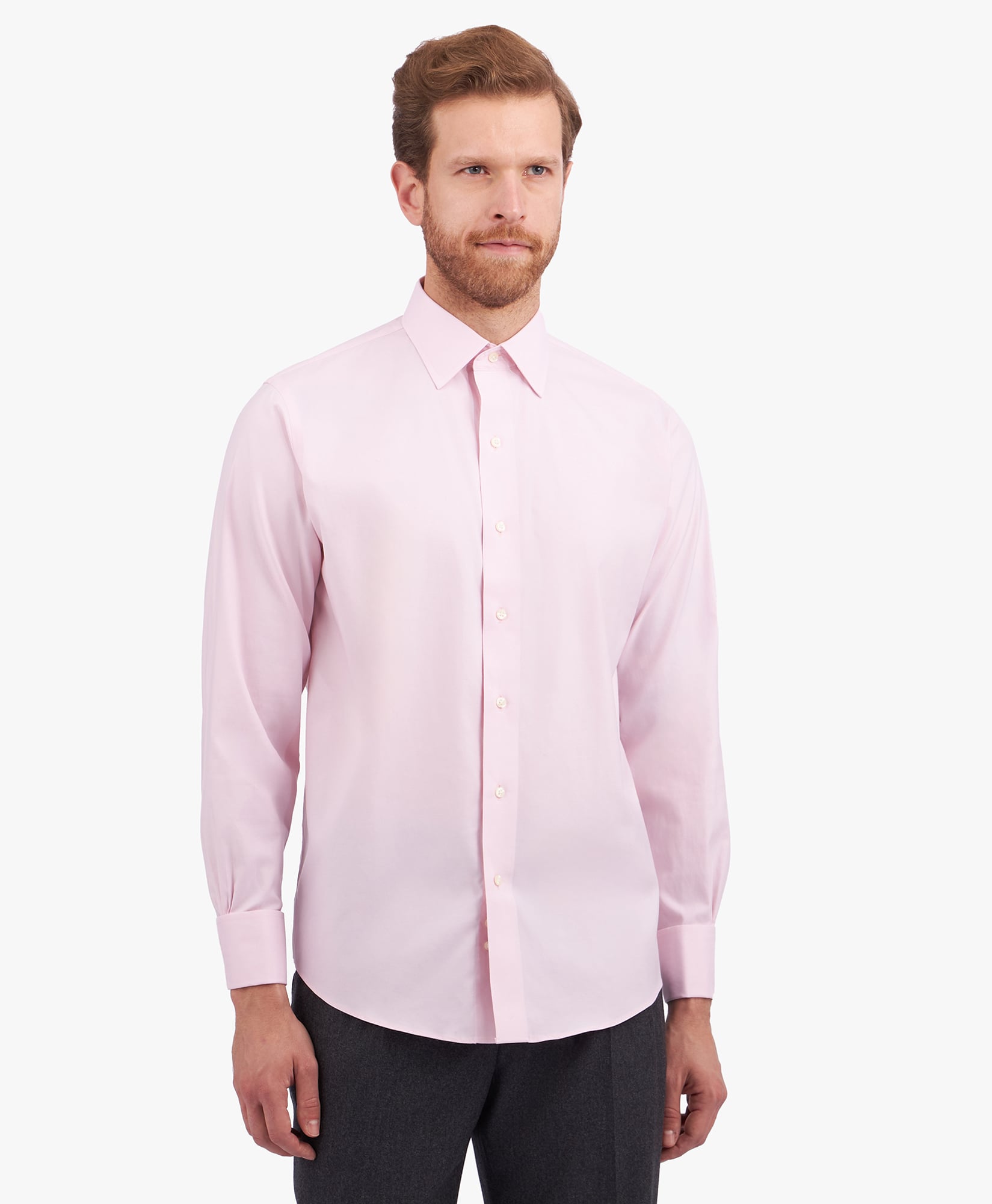  Brooks Brothers Light Pink Regular Fit Non-iron Stretch Supima Cotton Pinpoint Oxford Cloth Dress Shirt With Ainsley Collar - Man Dress Shirts Pastel Pink 17h 