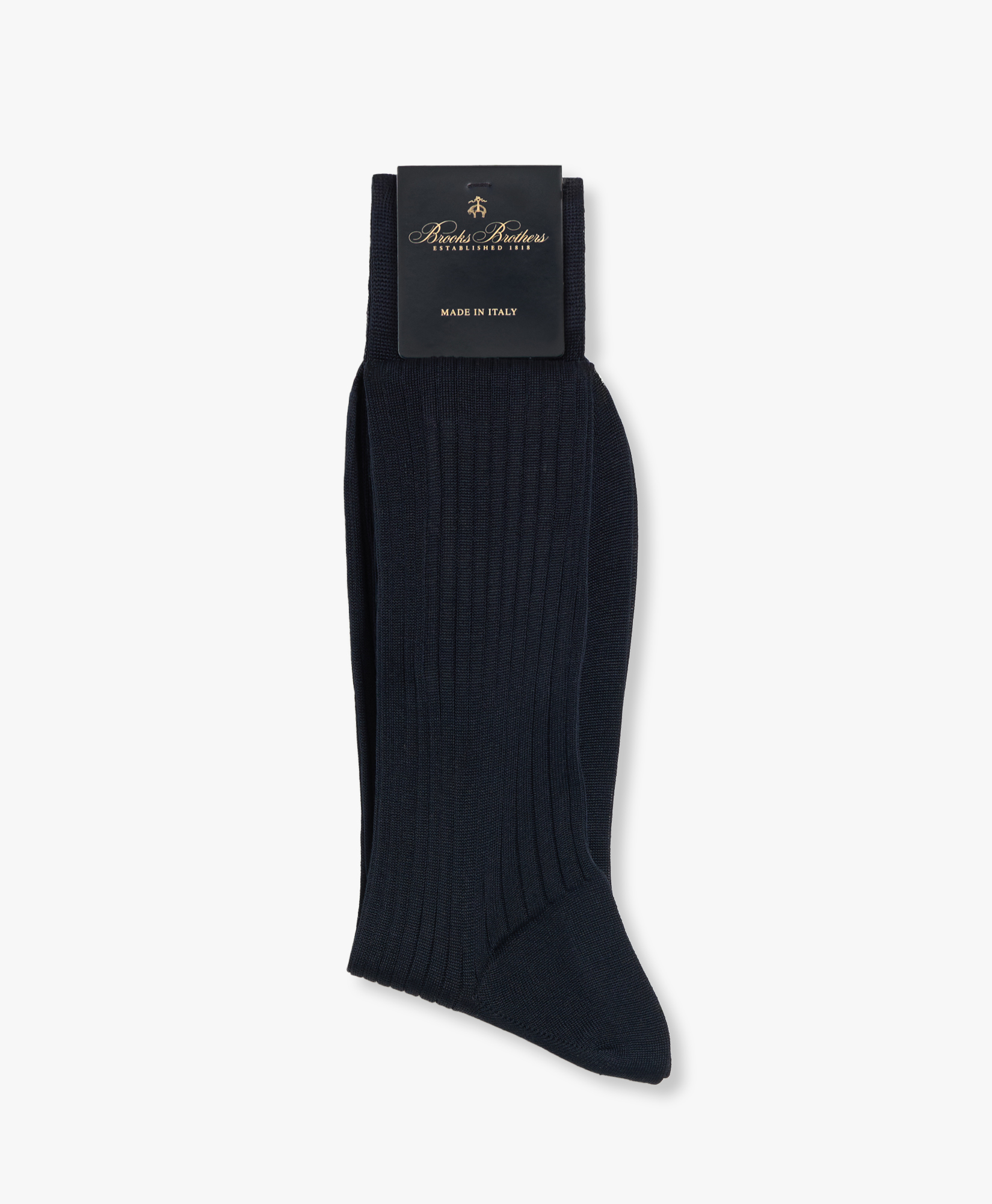 Ribbed Lisle Cotton Socks - Uomo Calze Navy 40-42